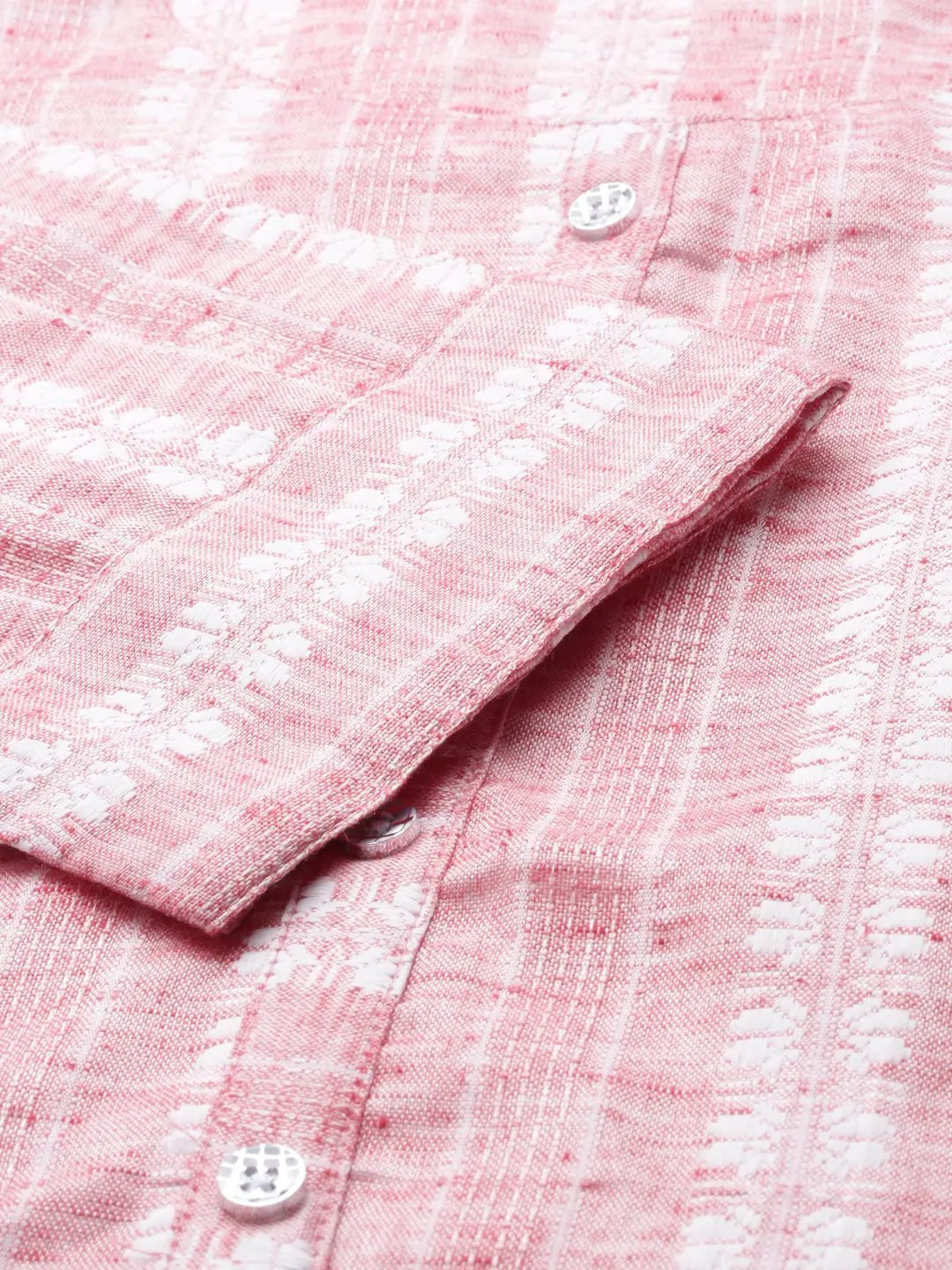 Women's Woven Design Pink Straight Kurta
