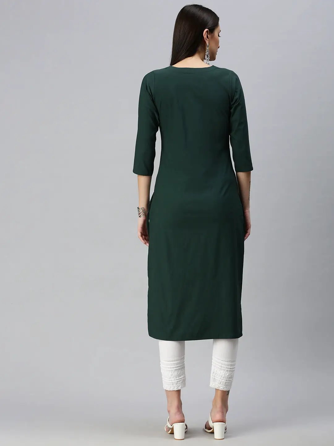 Women's Solid Green Straight Kurta