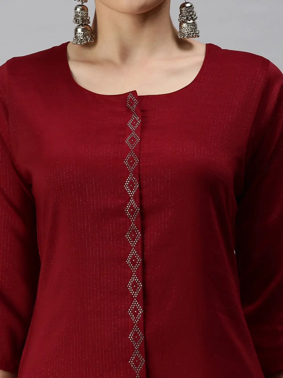 Women's Solid Maroon Straight Kurta