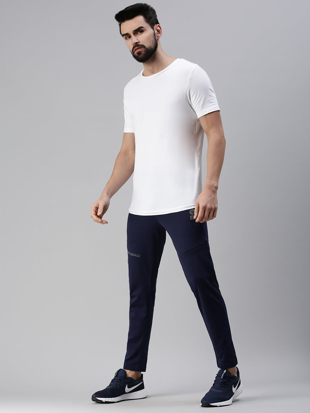 Men Solid Navy Blue Slim Fit Trackpant