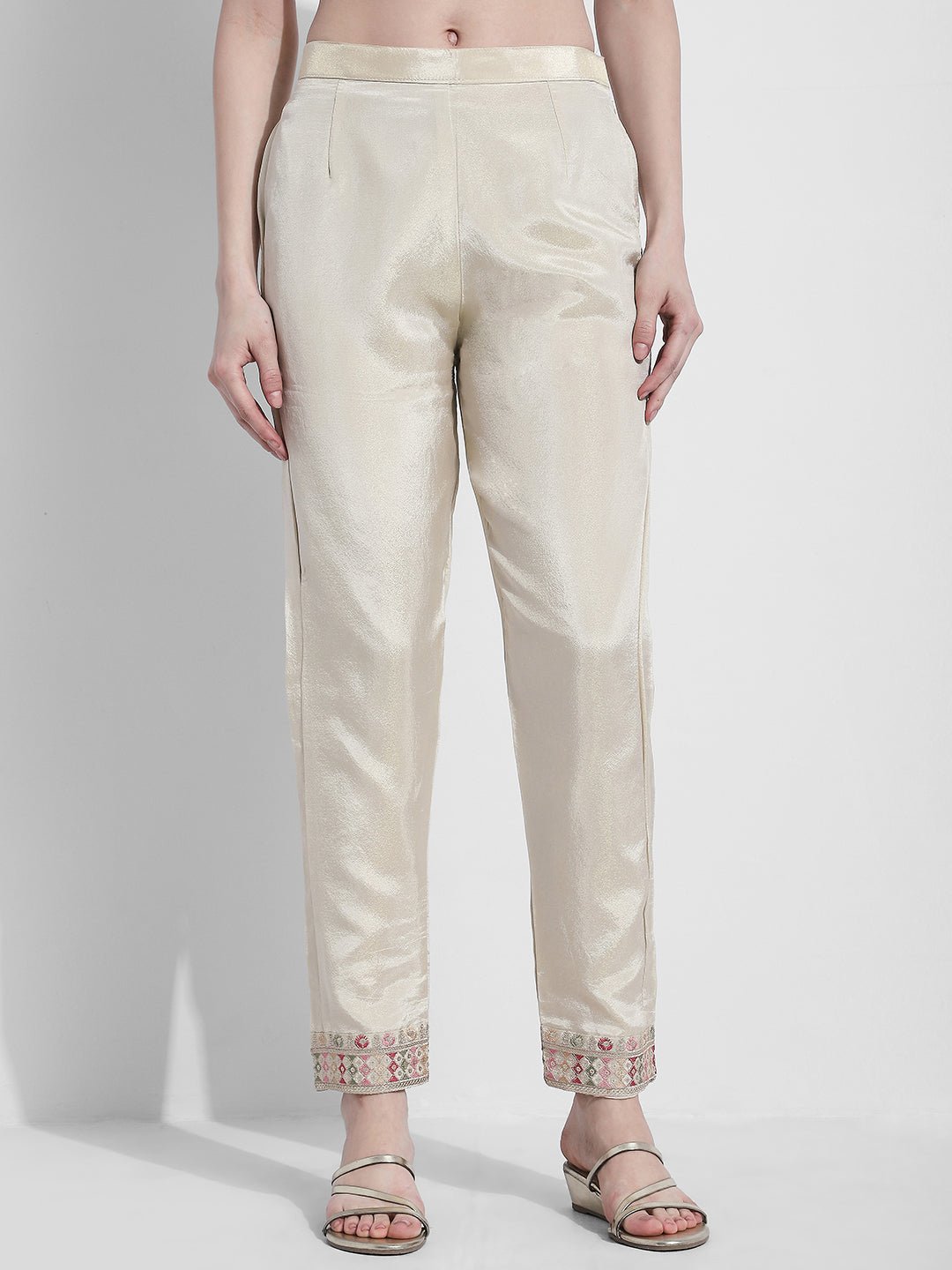 Women's Embroidered Cream Kurta Set with Printed Dupatta