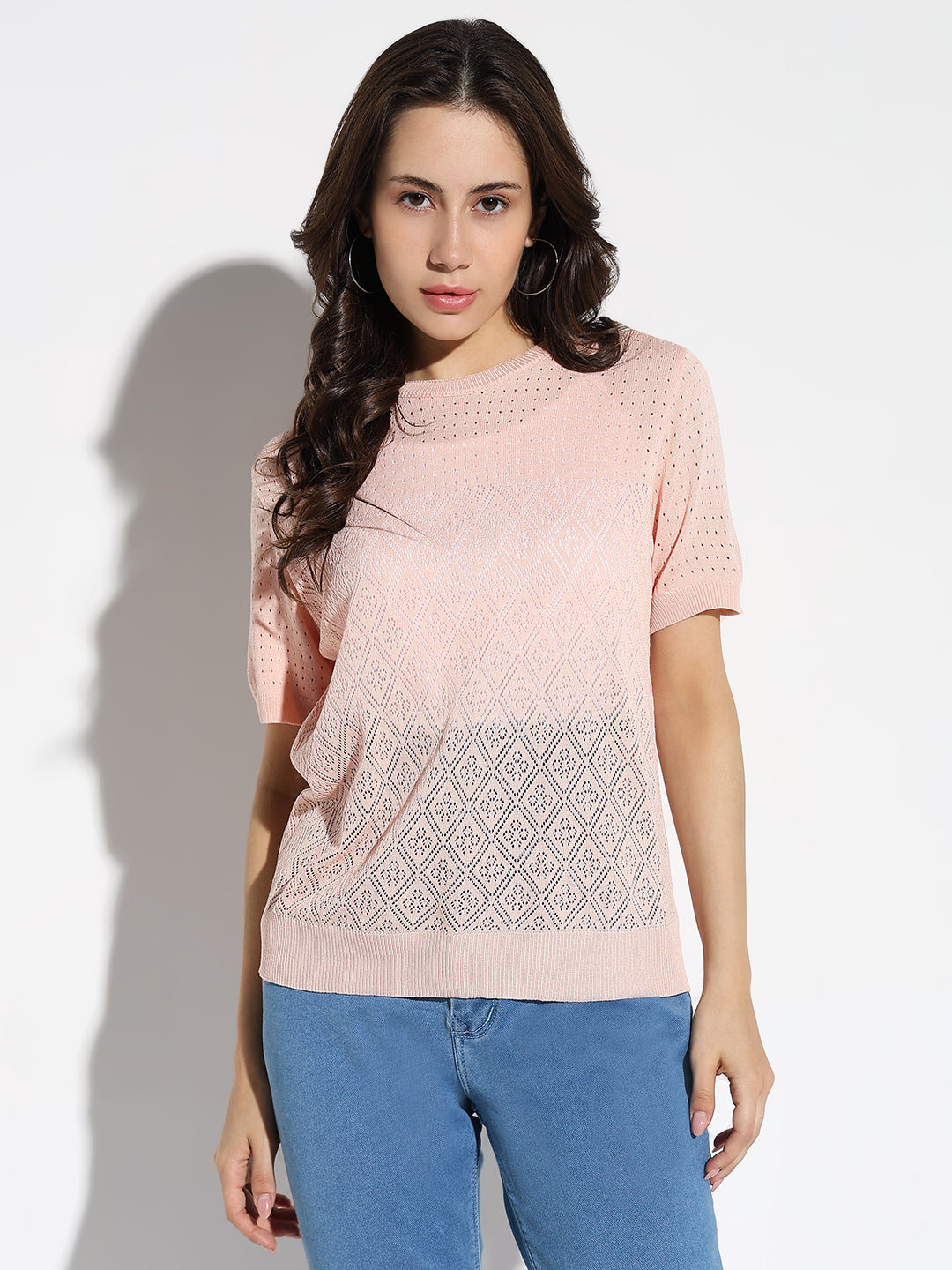 Women Peach Solid Top