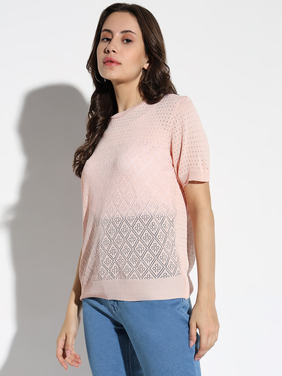 Women Peach Solid Top