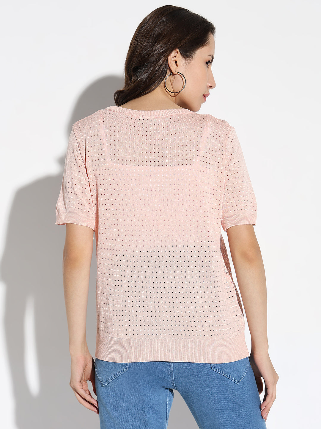 Women Peach Solid Top