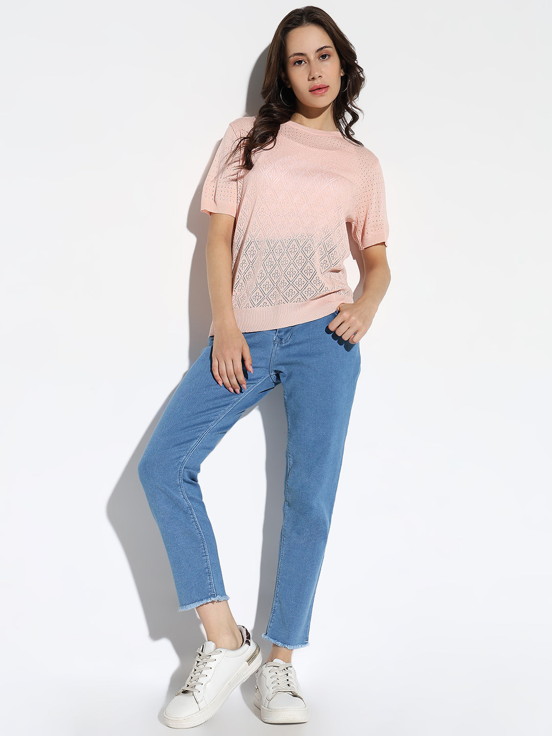 Women Peach Solid Top