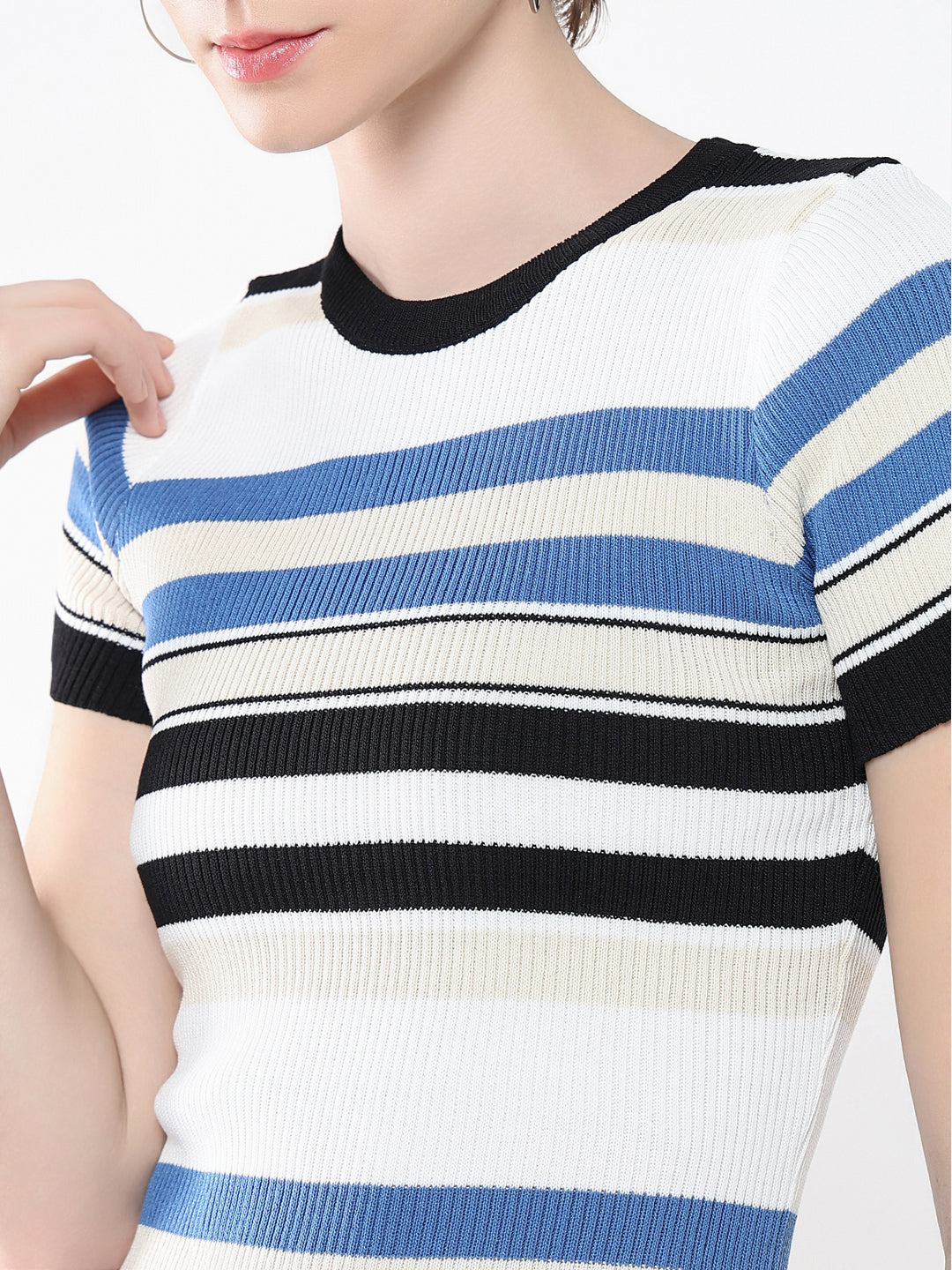 Women Striped OffWhite Bodycon Dress