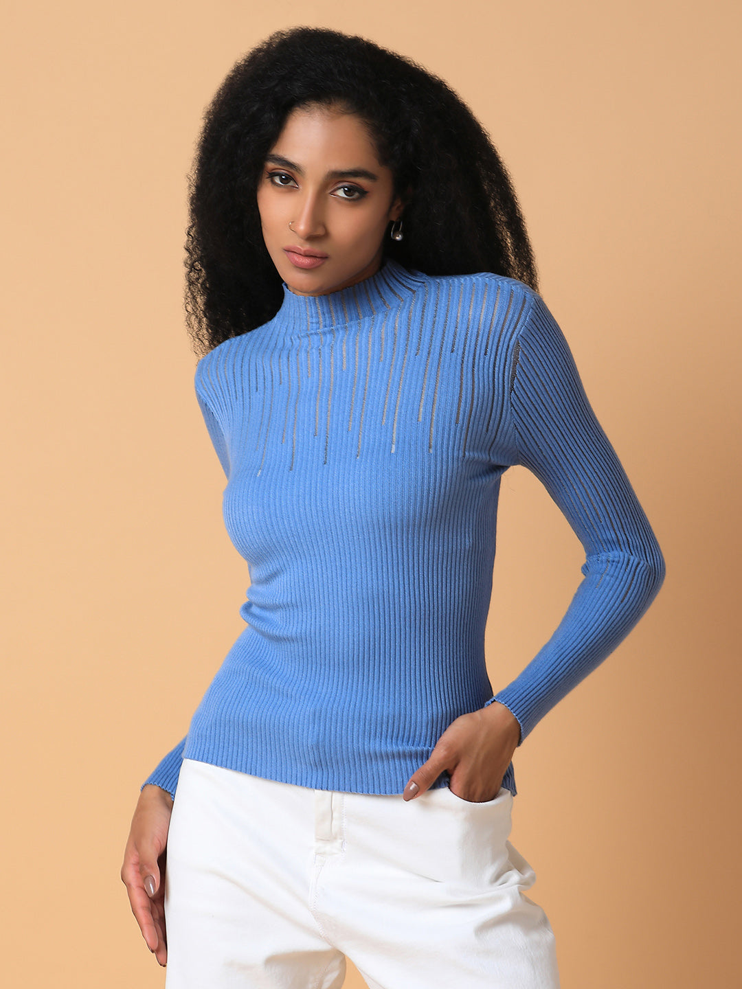 Women Solid Blue Top