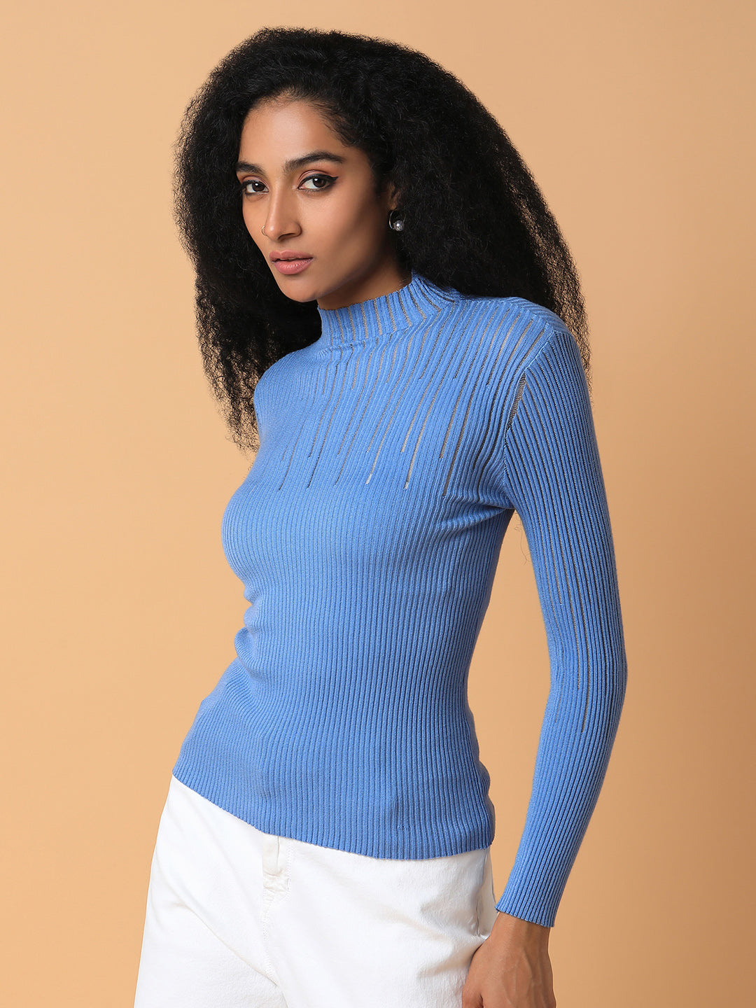 Women Solid Blue Top