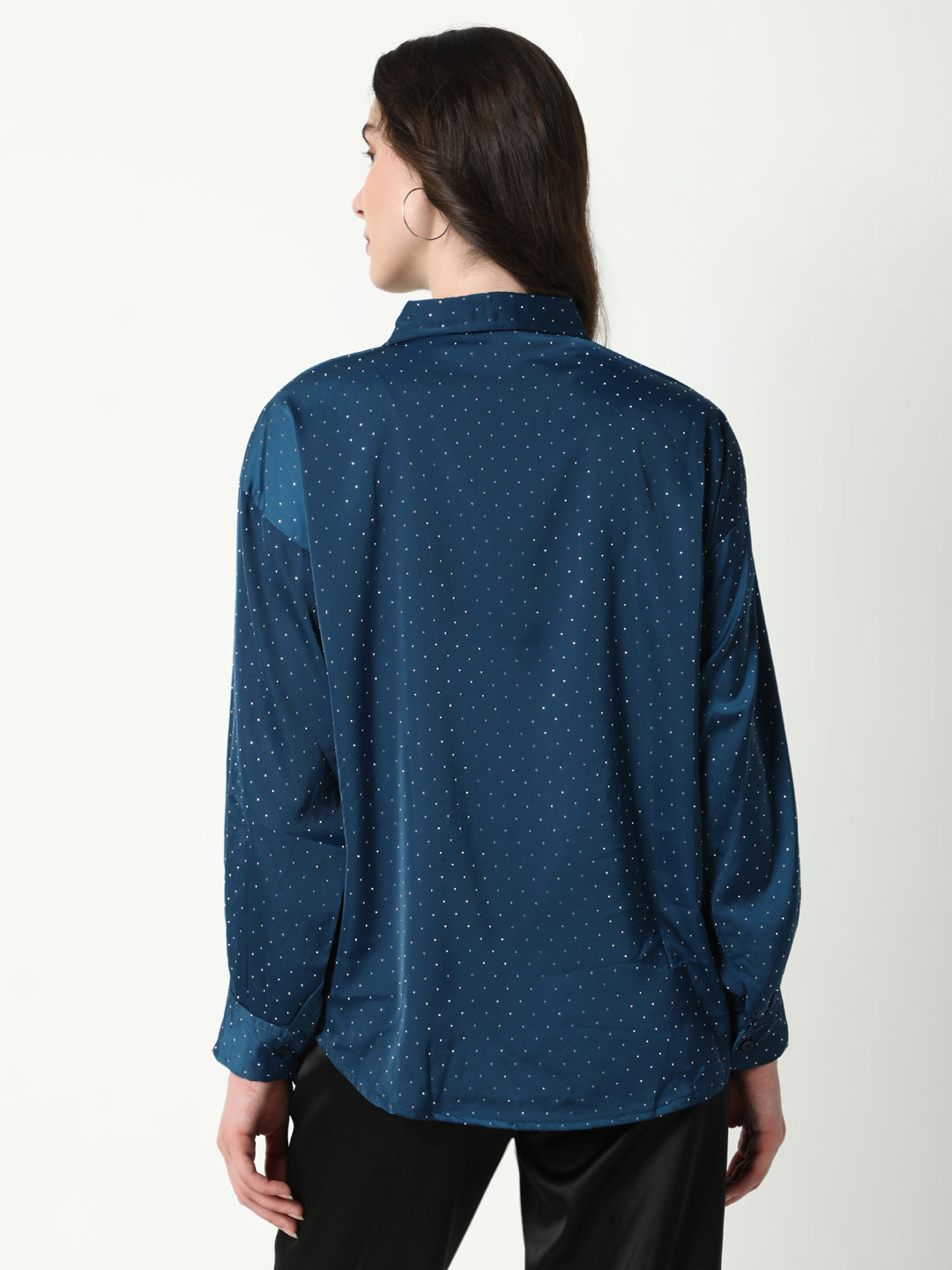 Women Blue Solid Oversized Shirt