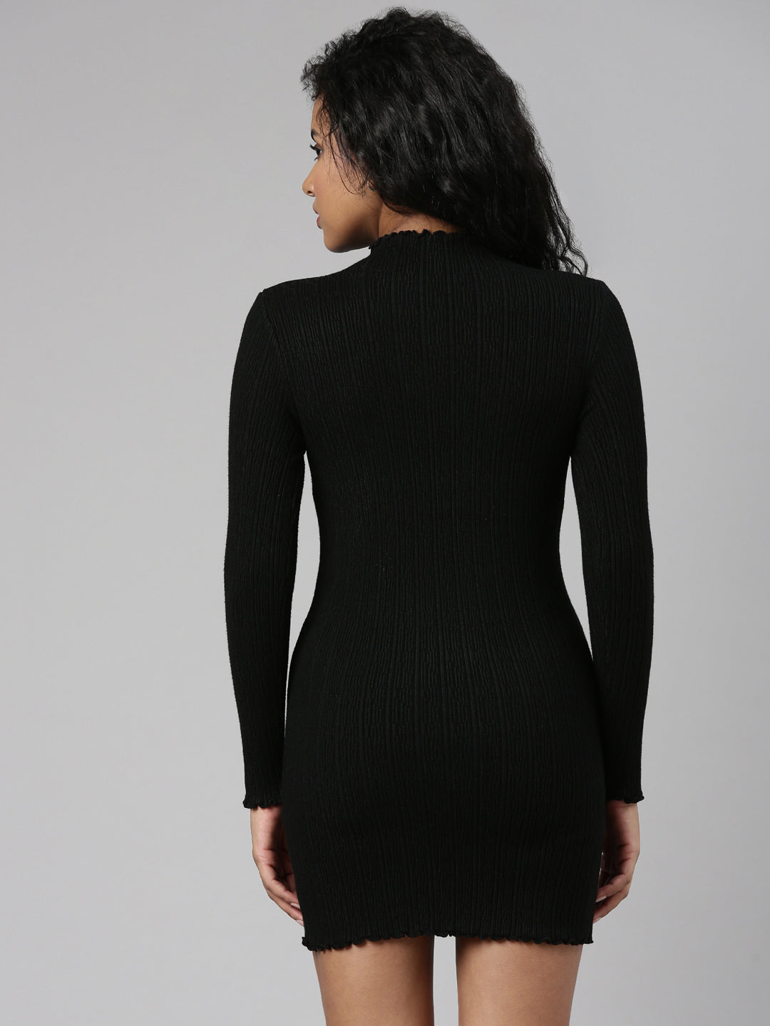 Women's Black Solid Bodycon Dress