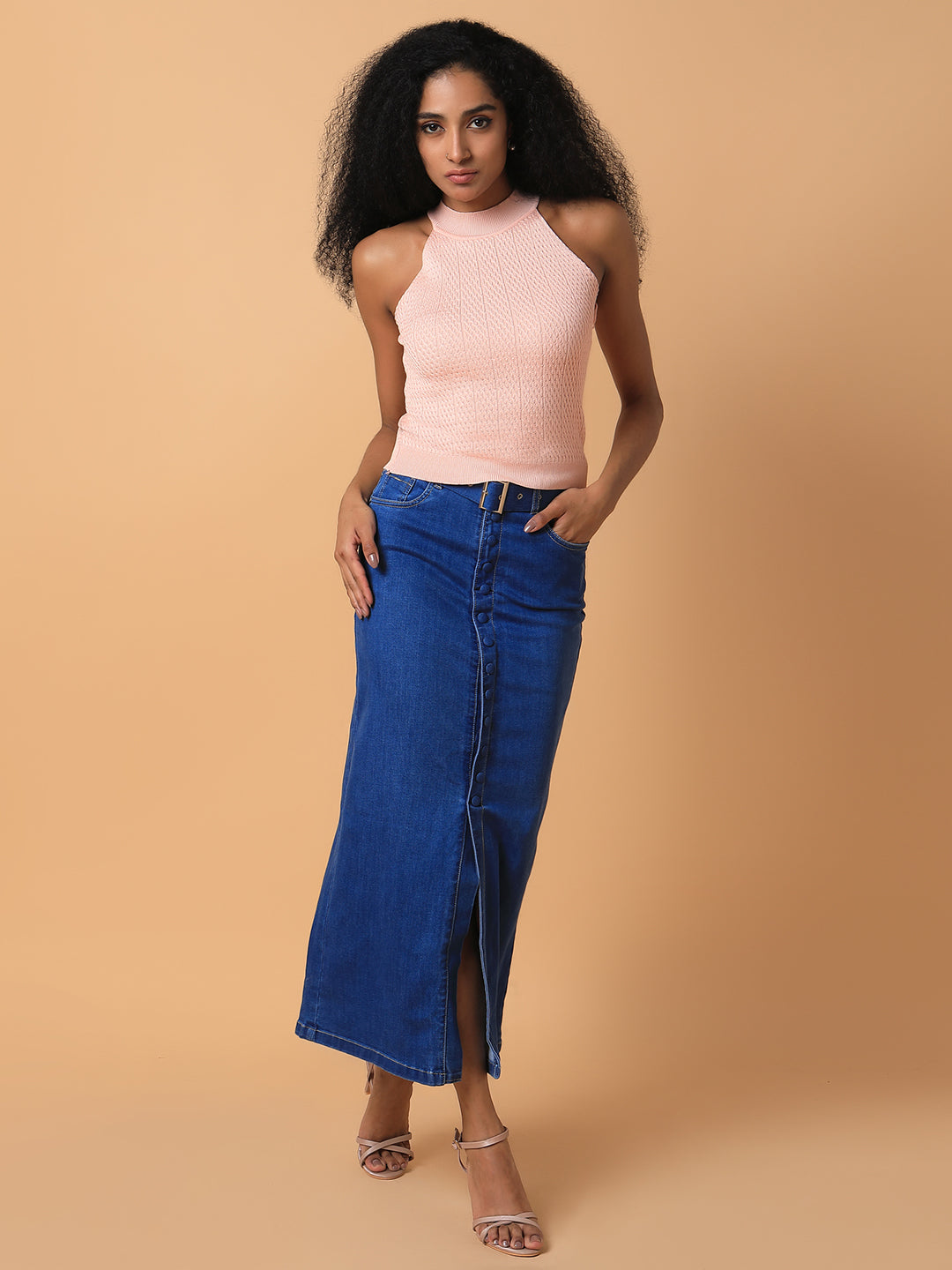 Women Solid Peach Top