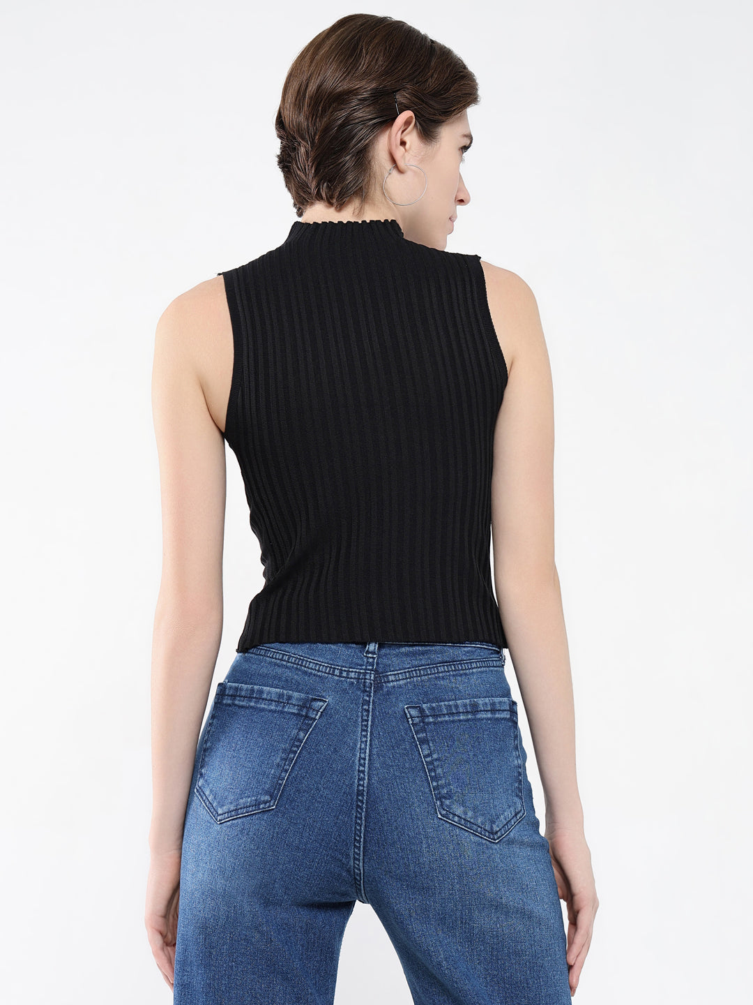 Women Solid Black Top