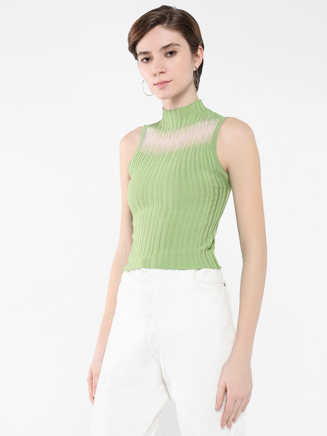 Women Solid Green Top