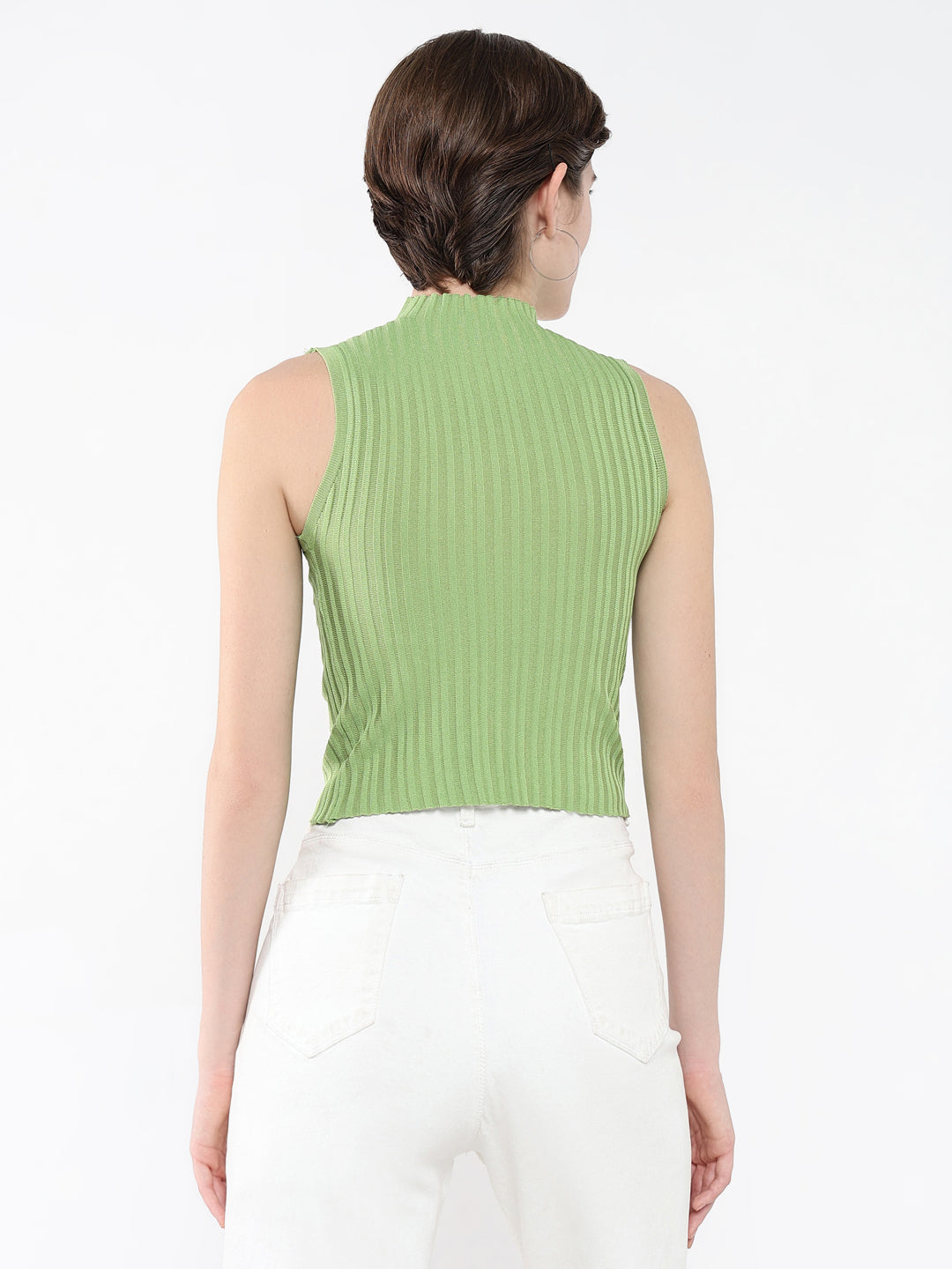 Women Solid Green Top