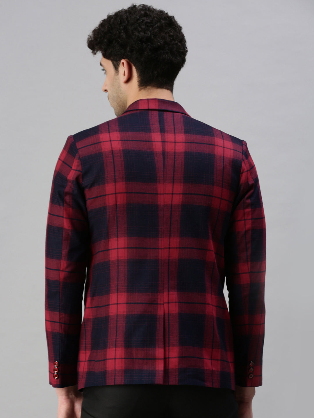 Men's Black Checked Single Breasted Blazer