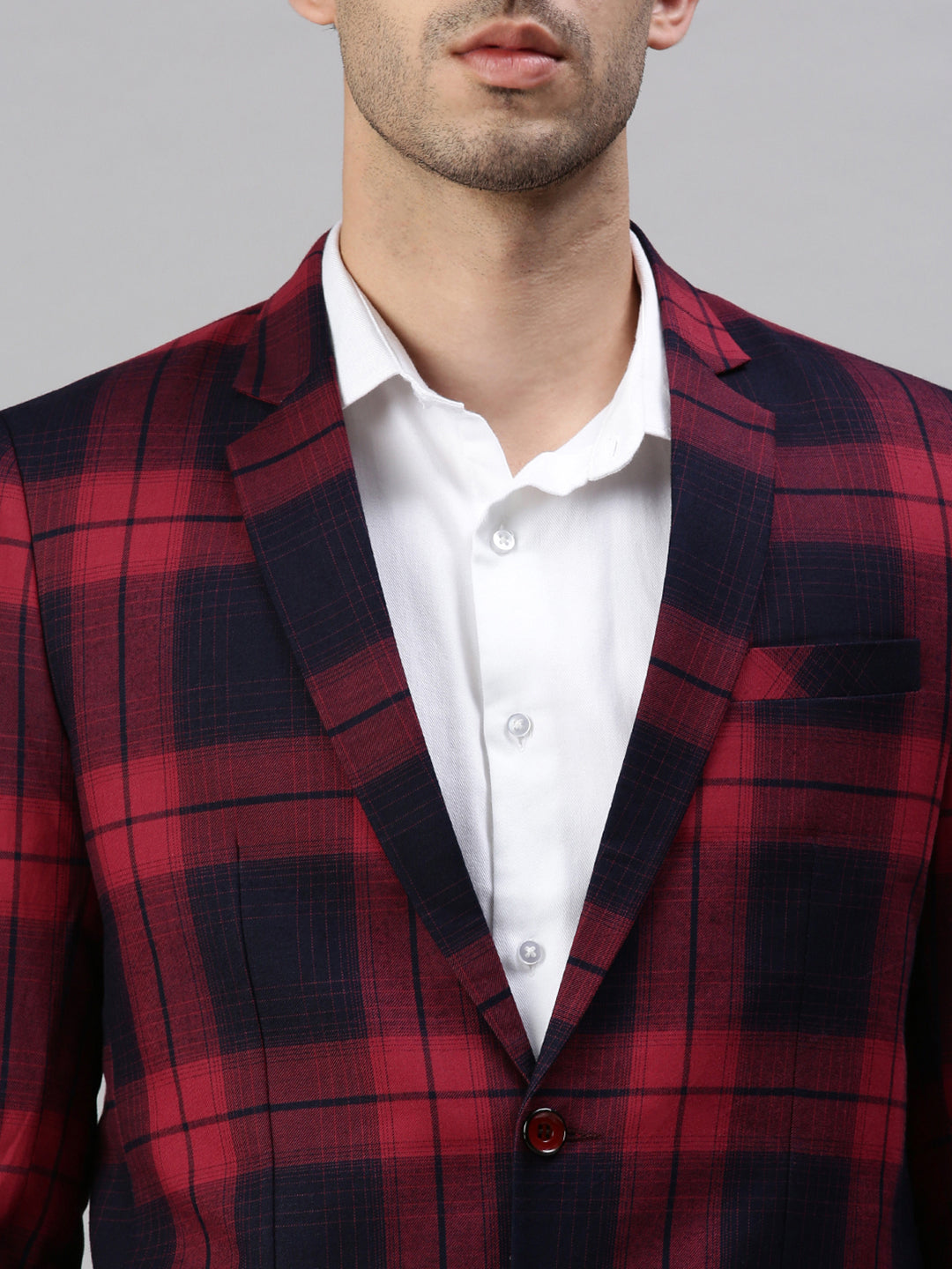 Men's Black Checked Single Breasted Blazer