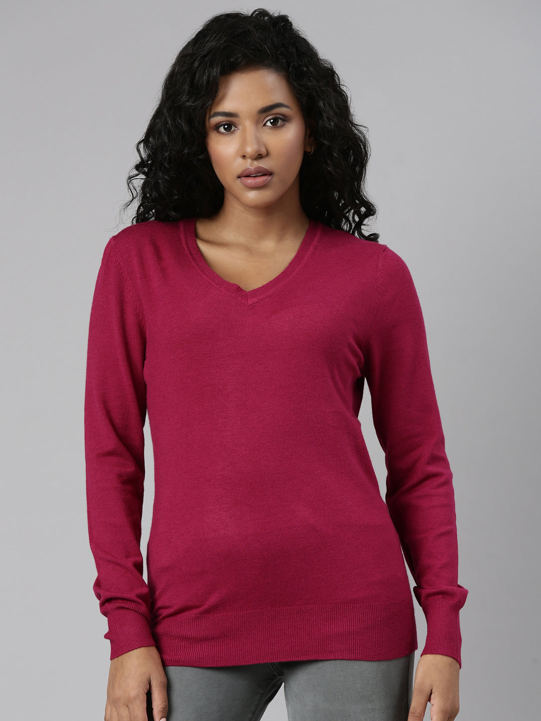 Women Fuchsia Solid Regular Top