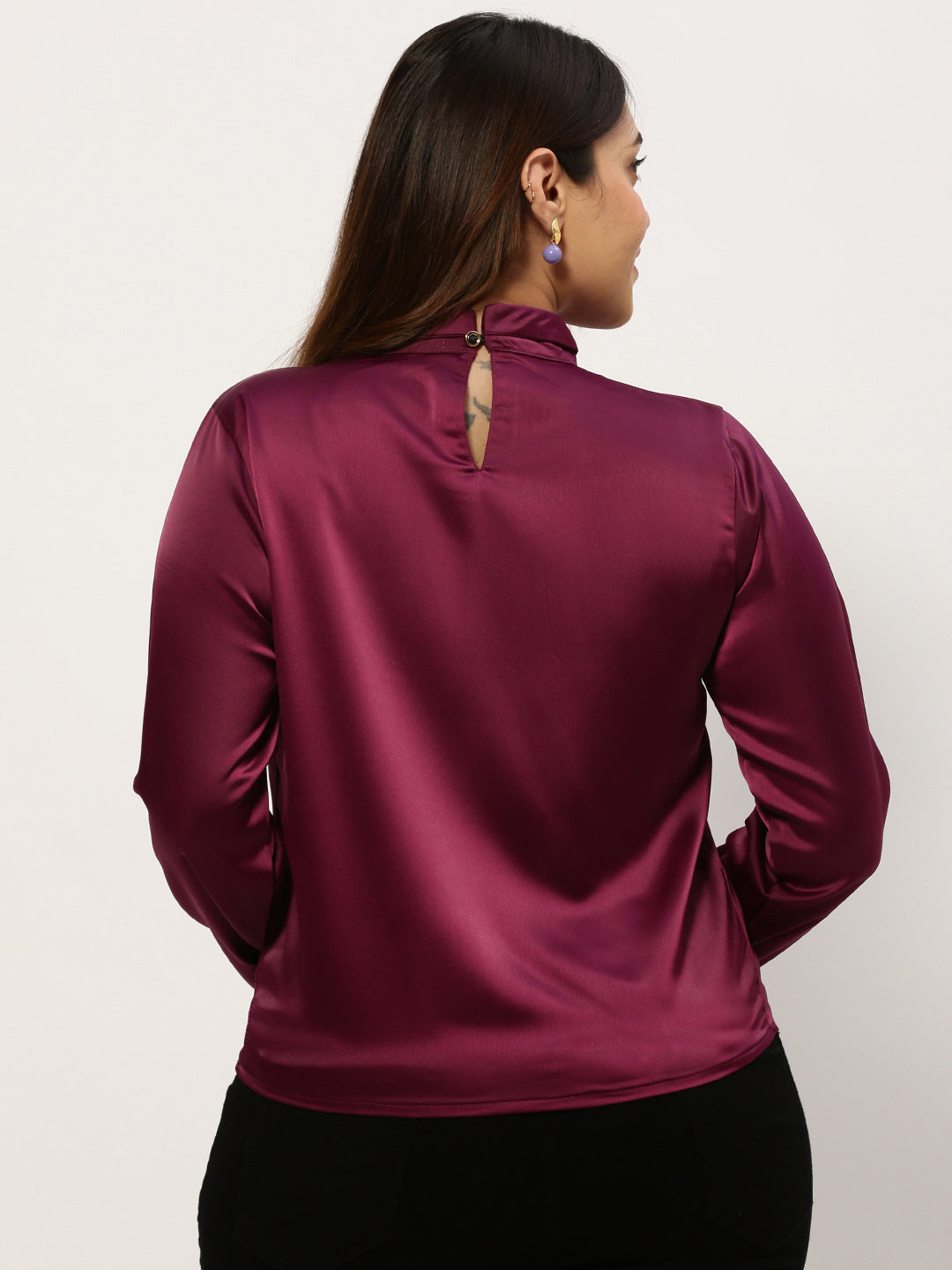 Women Solid Purple Top