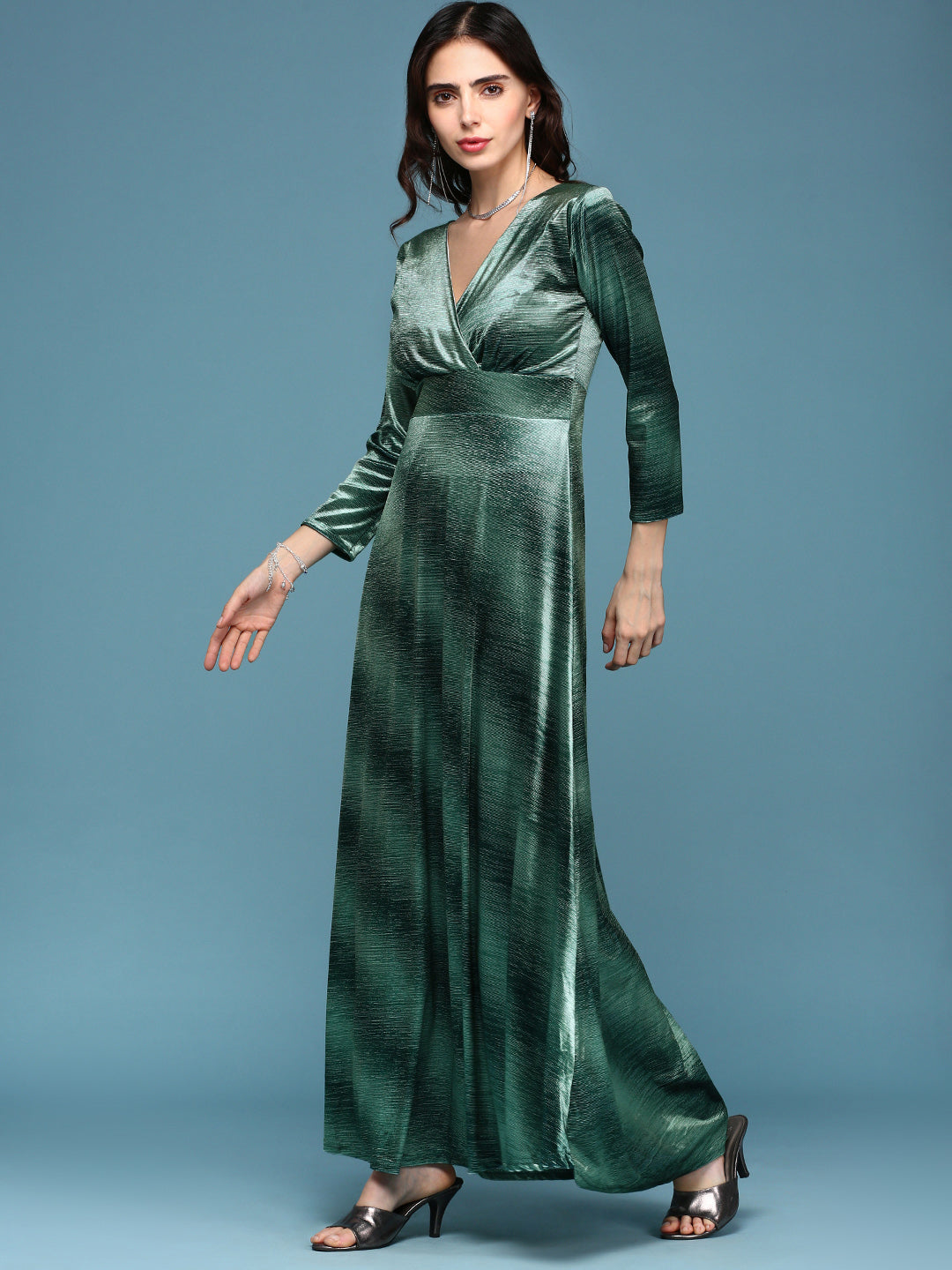 Women Green Tie and Dye Fit and Flare Dress