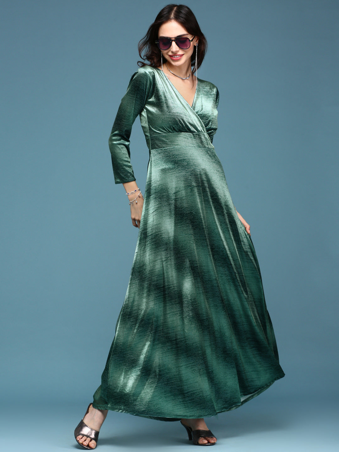 Women Green Tie and Dye Fit and Flare Dress