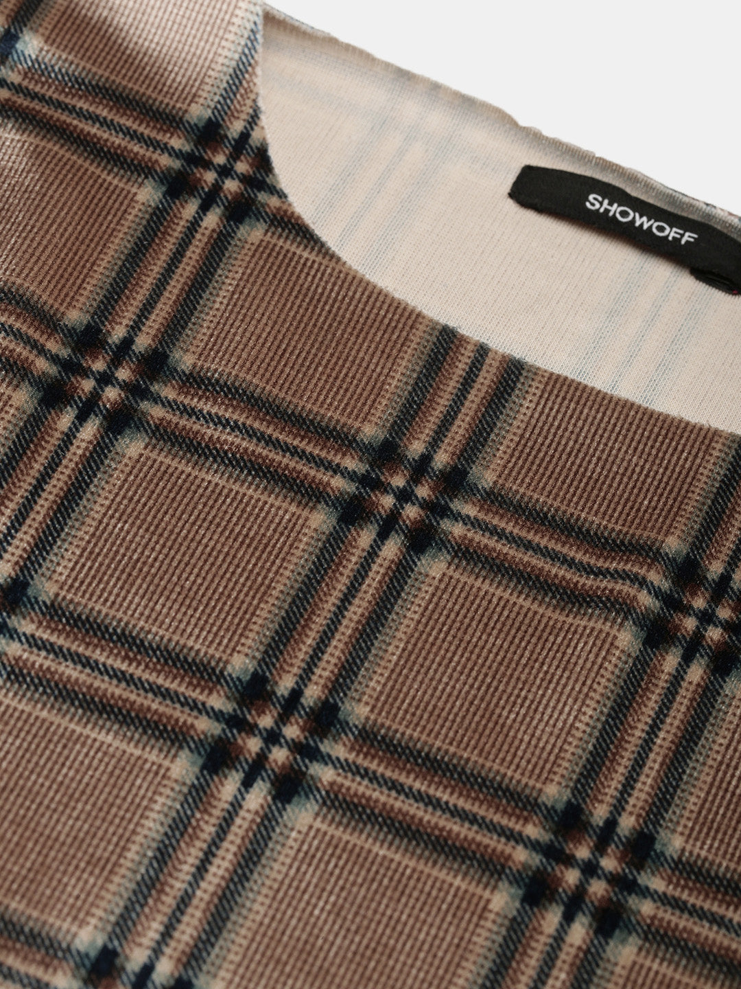 Women's Brown Checked Co-Ords Set With Palazzo