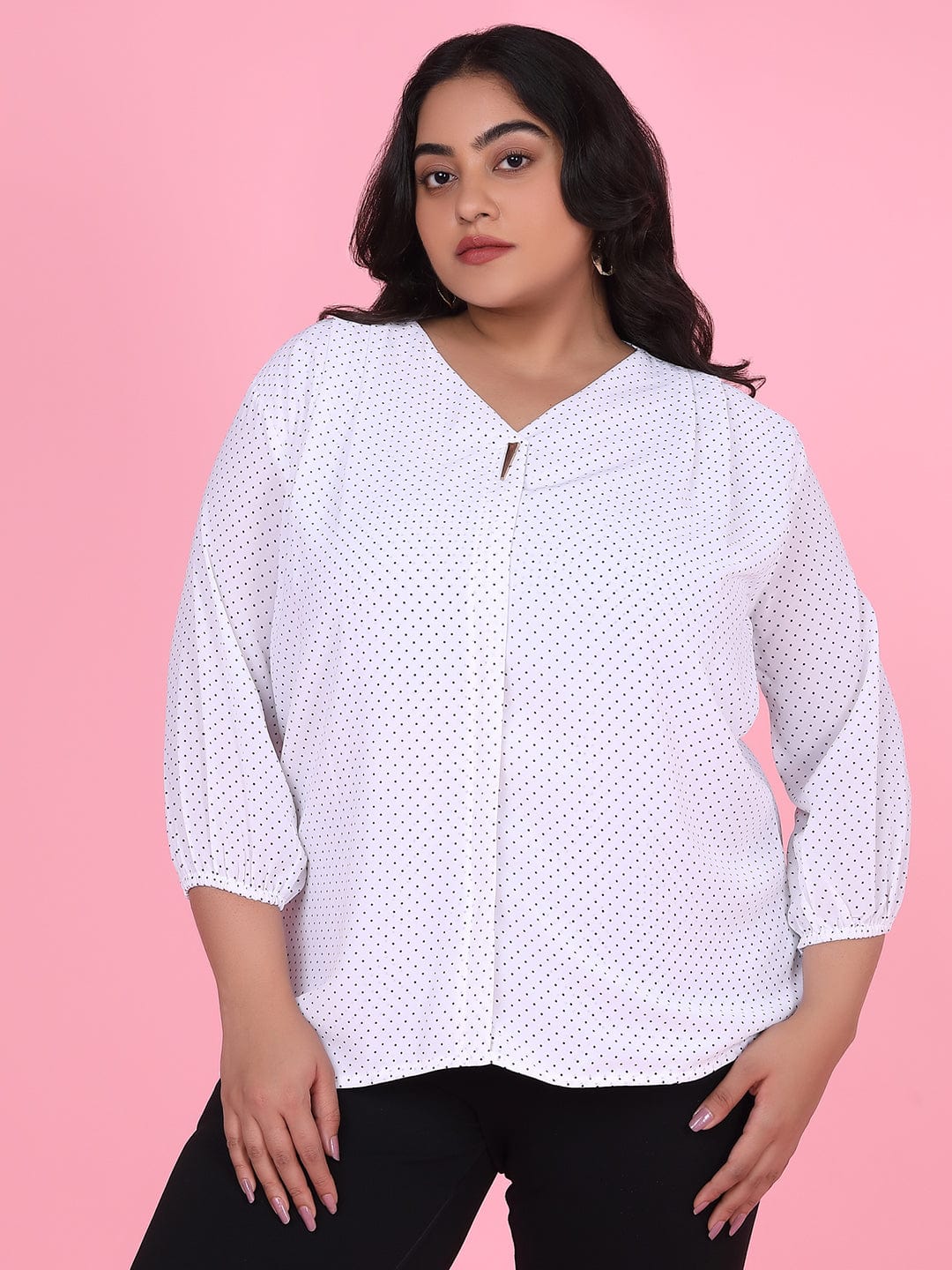 Women's Polka Dots White Top