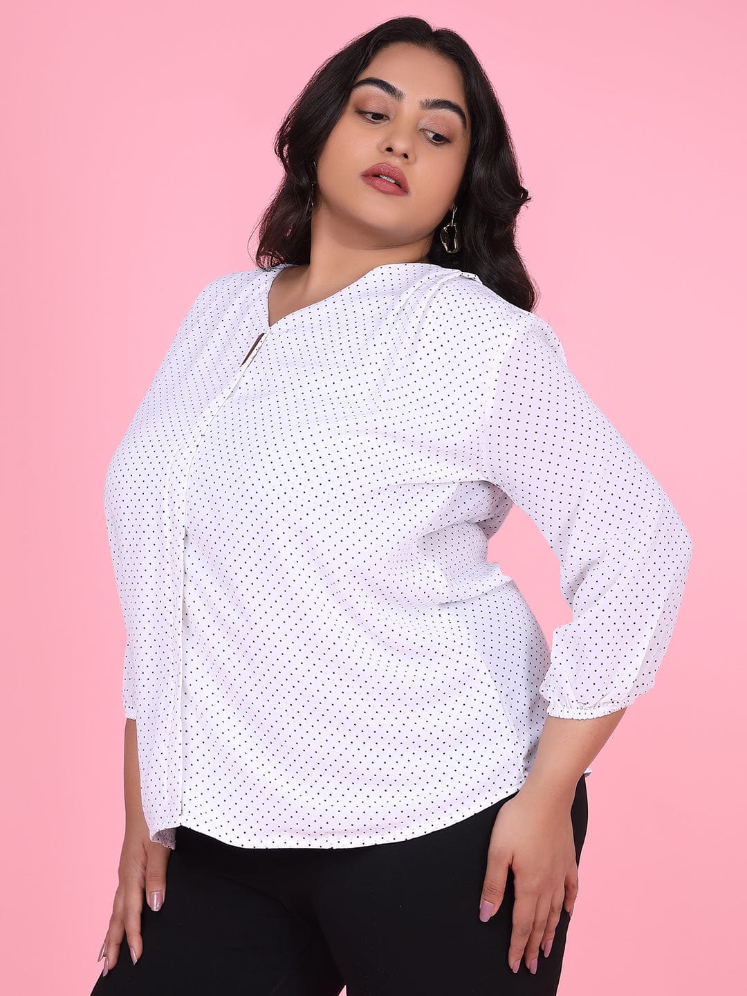 Women's Polka Dots White Top