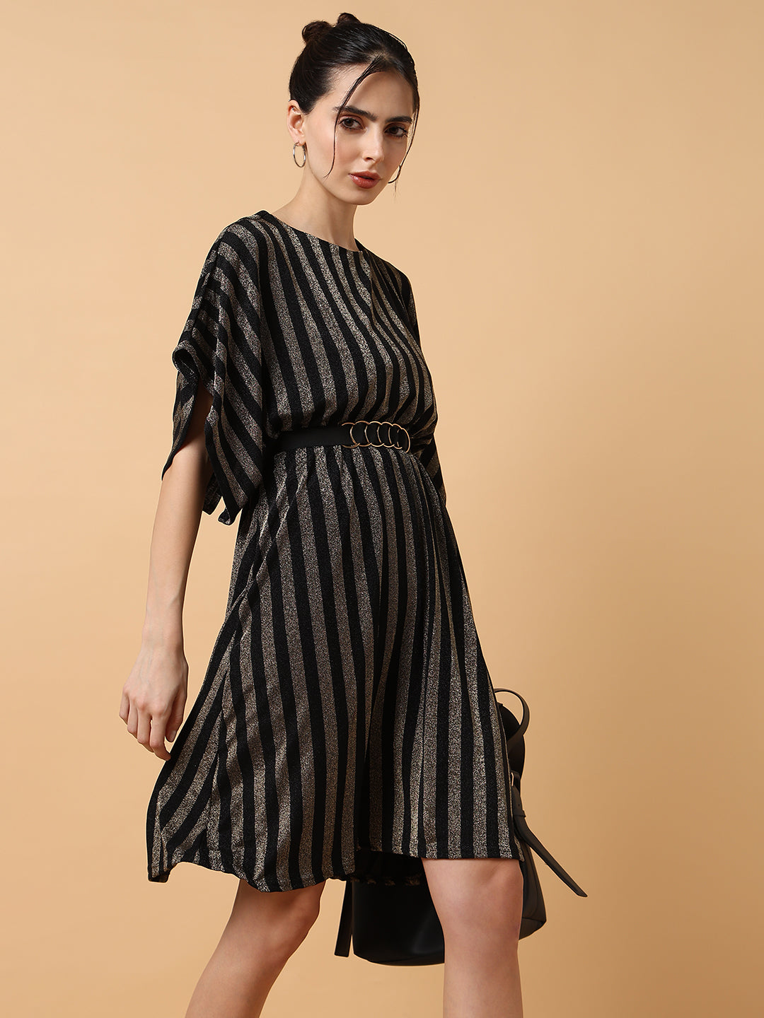 Women Striped Kaftan Copper Dress