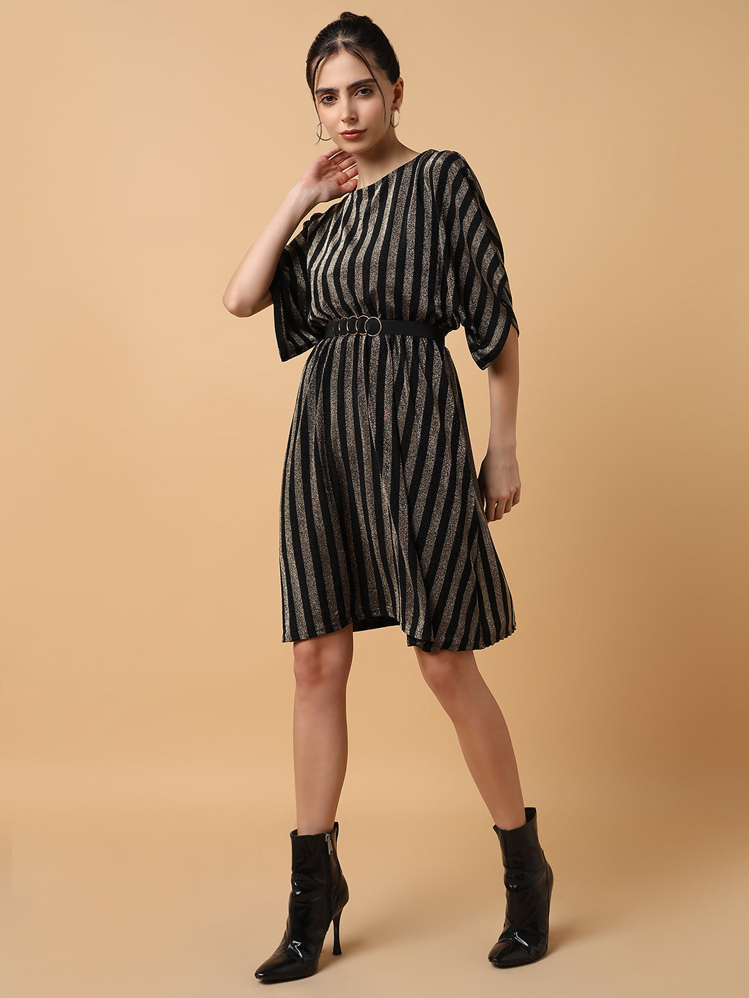 Women Striped Kaftan Copper Dress