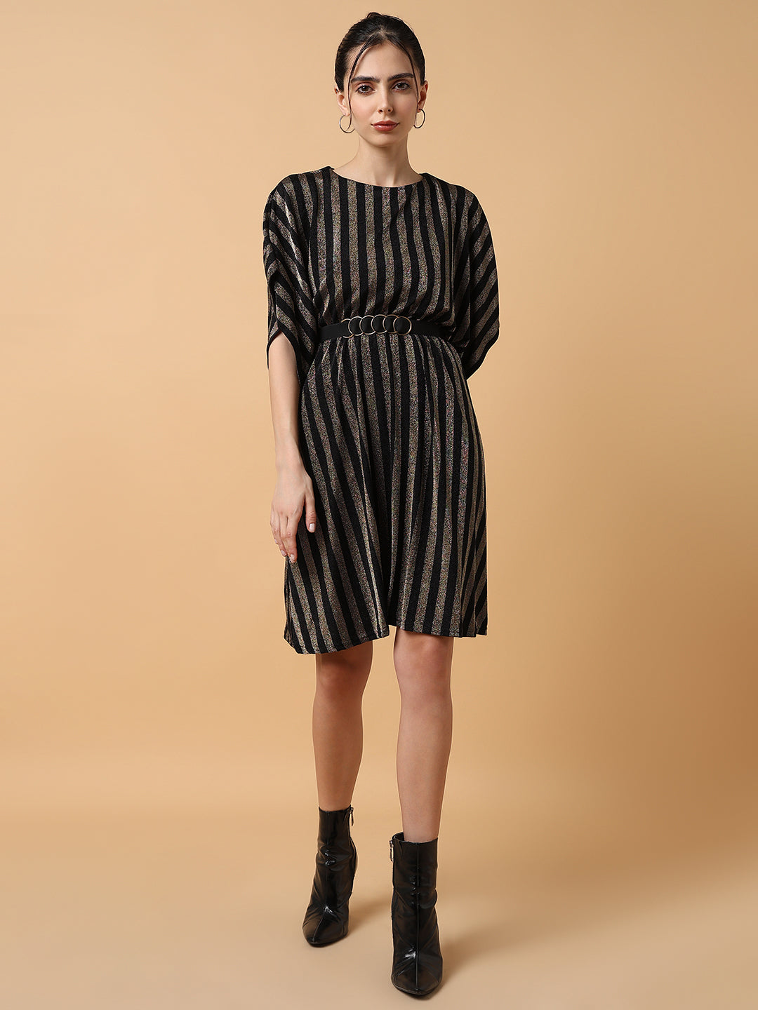 Women Striped Kaftan Copper Dress