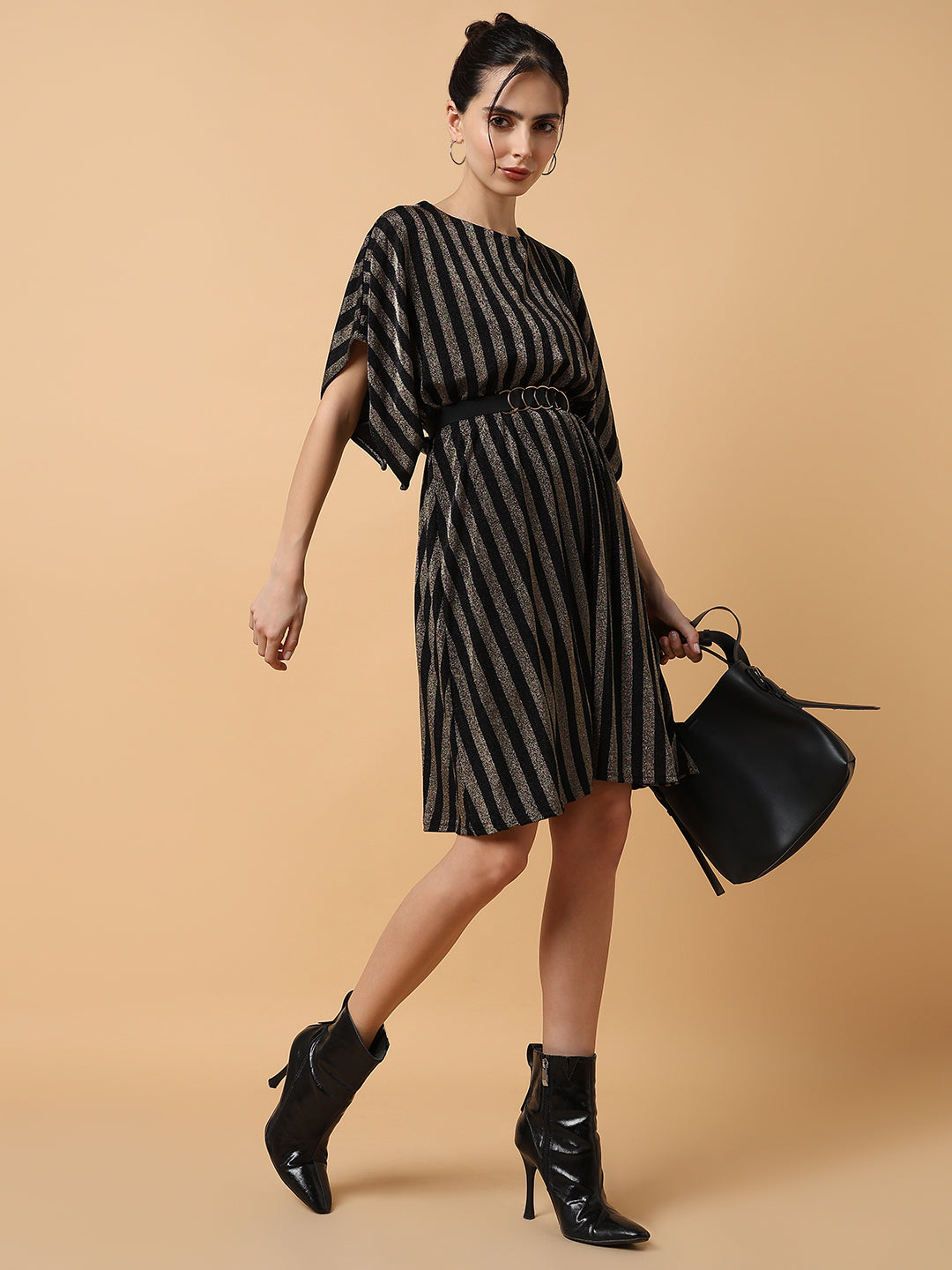 Women Striped Kaftan Copper Dress