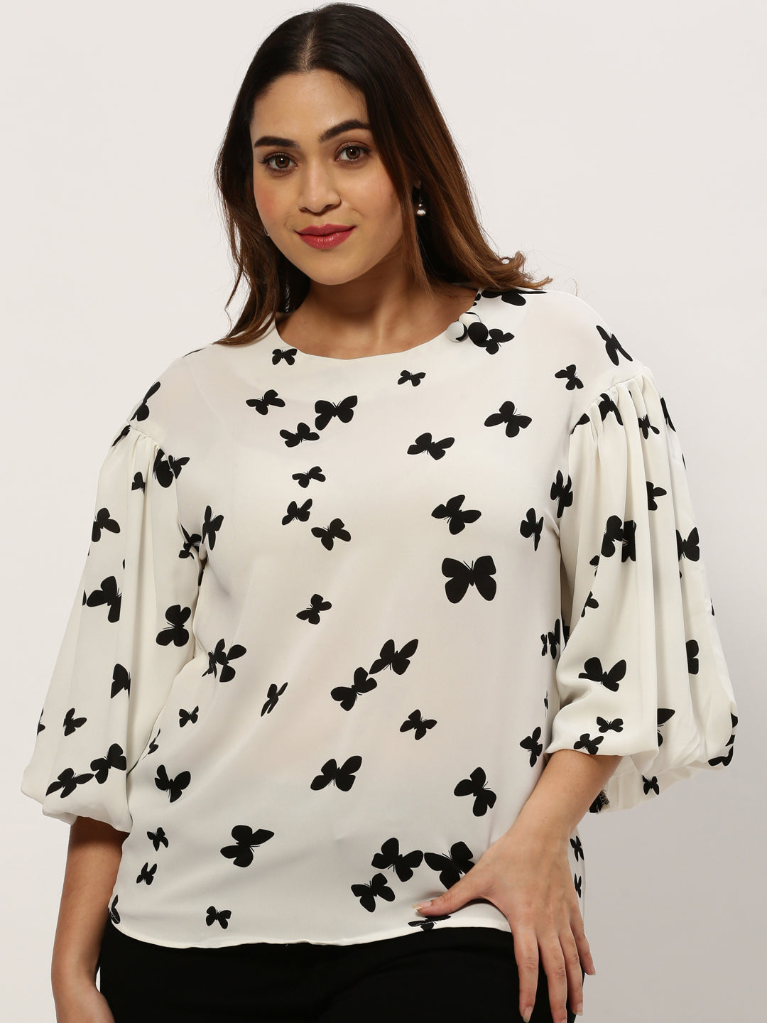 Women Graphic Print White Top