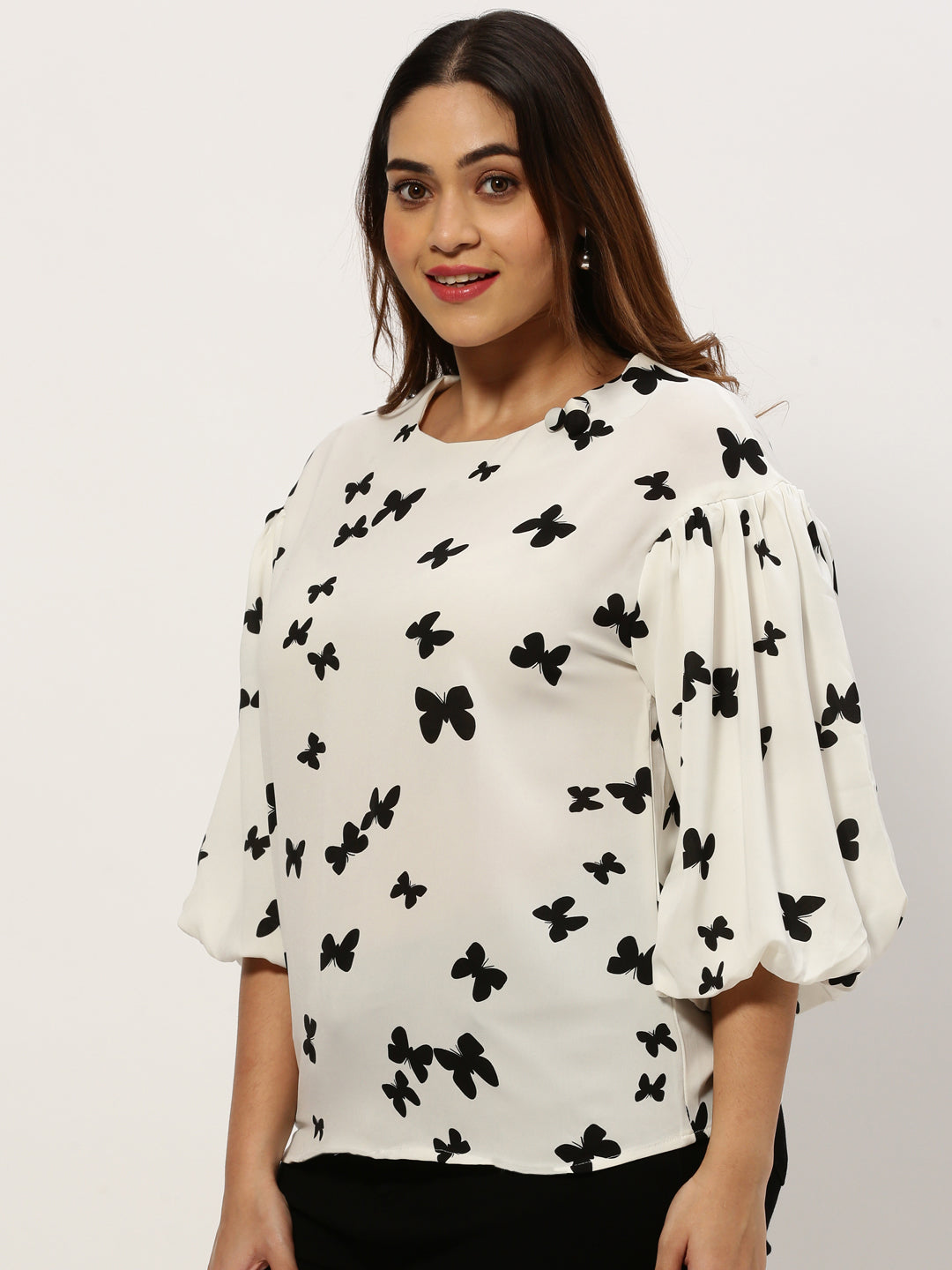 Women Graphic Print White Top