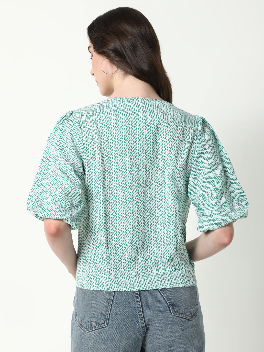 Women Green Geometric Top