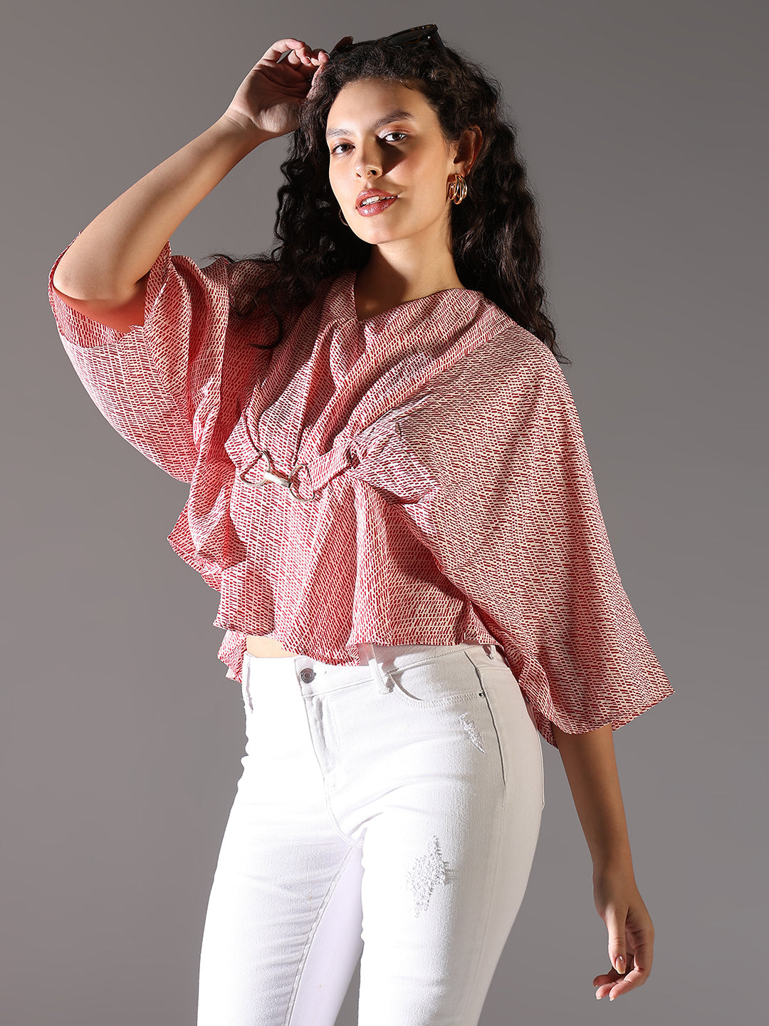 Women Red Geometric Top