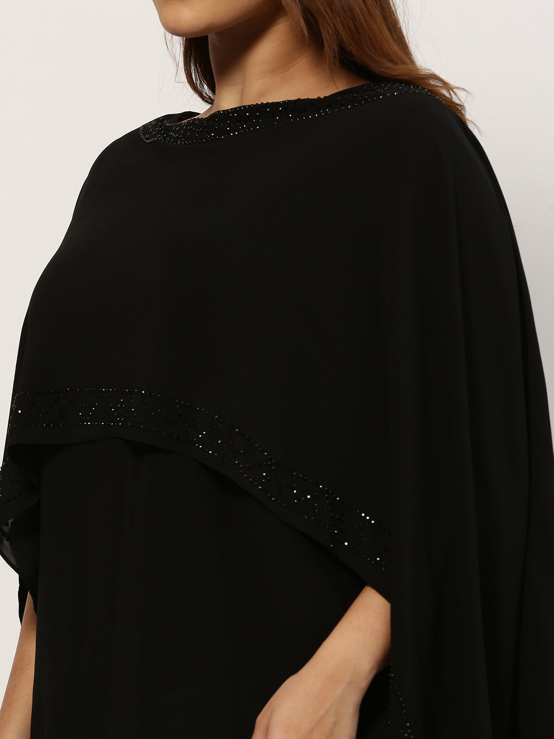 Women's Boat Neck Solid Black Top