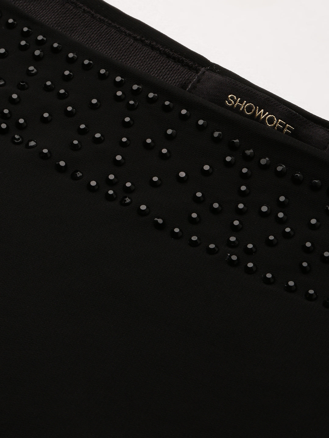 Women's Boat Neck Solid Black Top