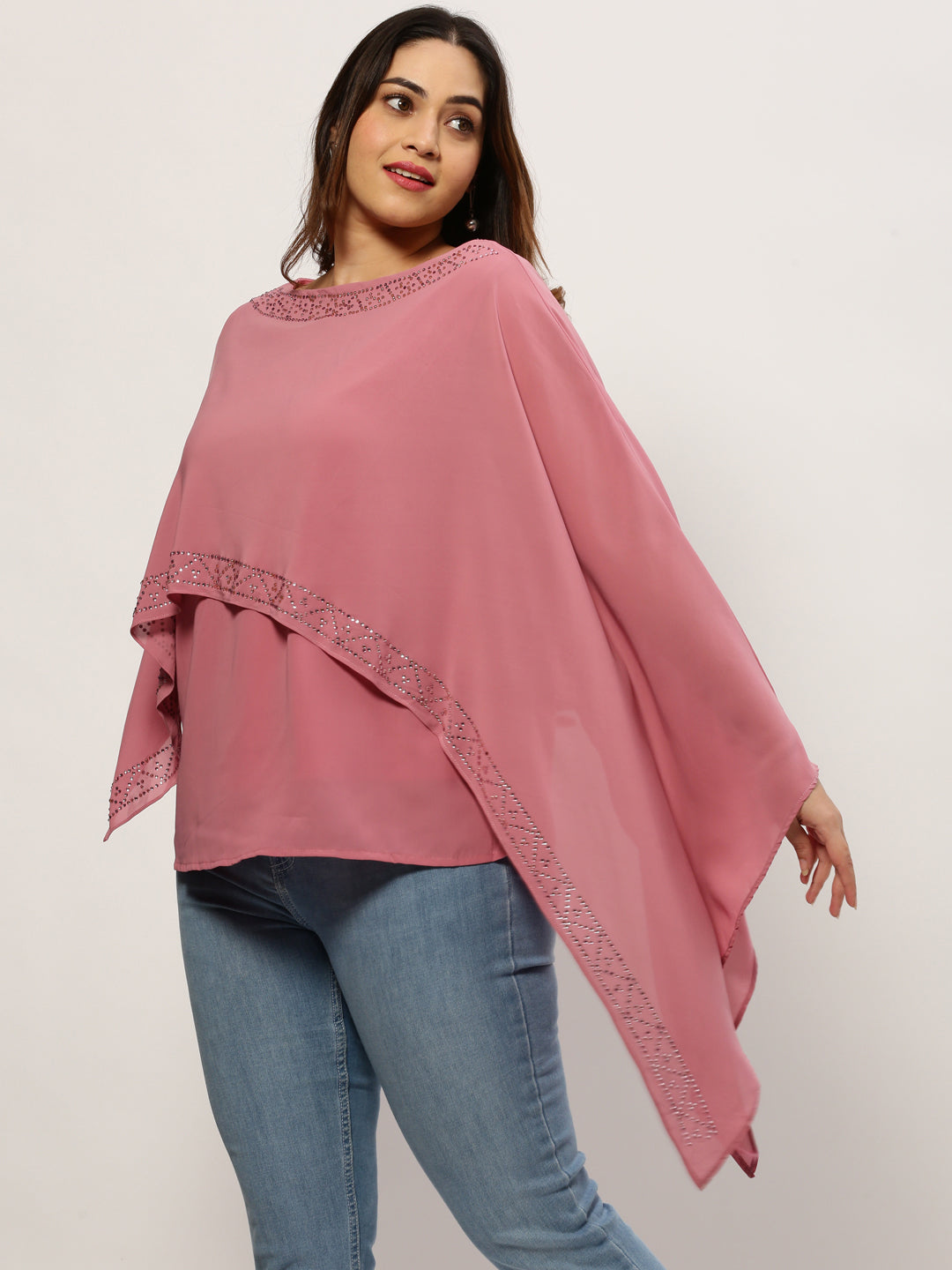 Women Boat Neck Solid Pink Top