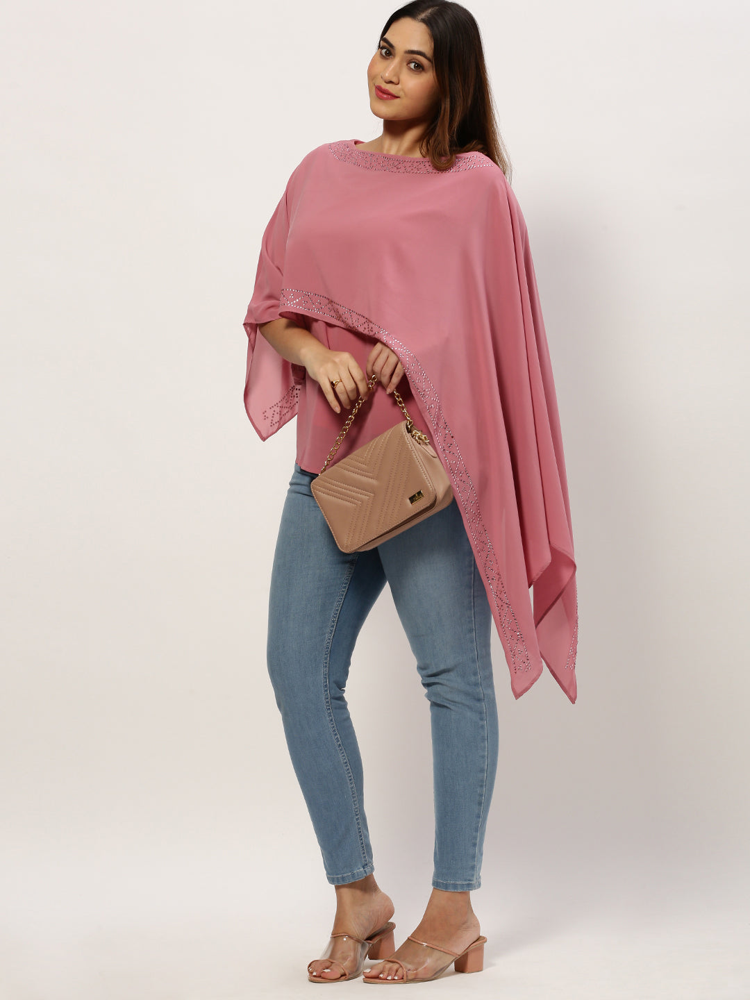 Women Boat Neck Solid Pink Top