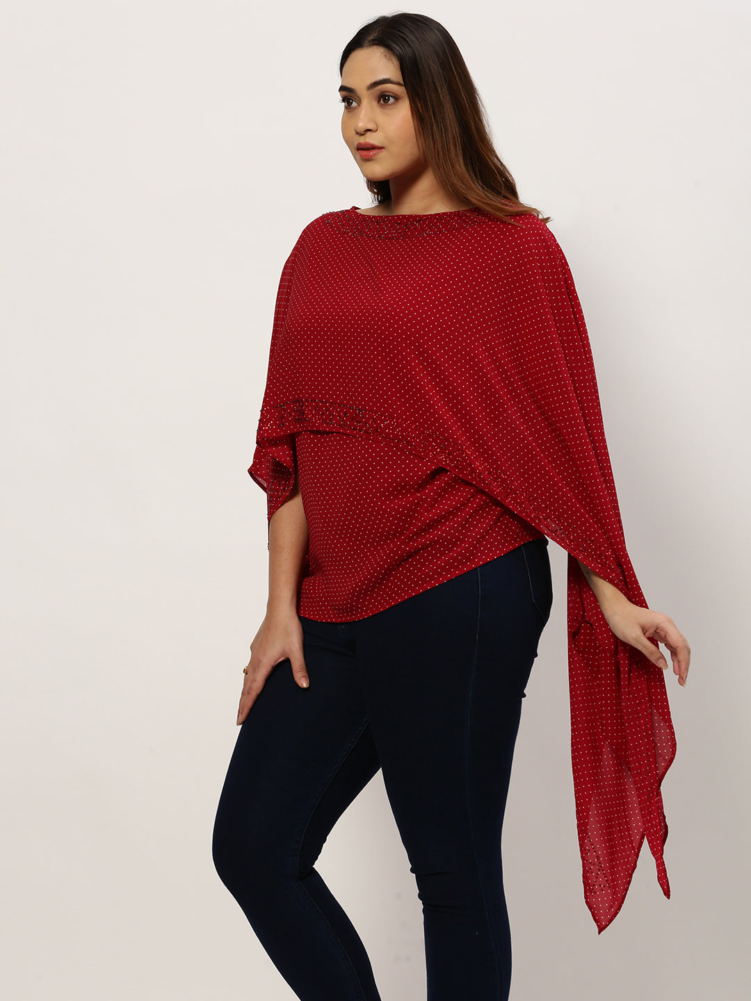 Women Boat Neck Solid Maroon Top