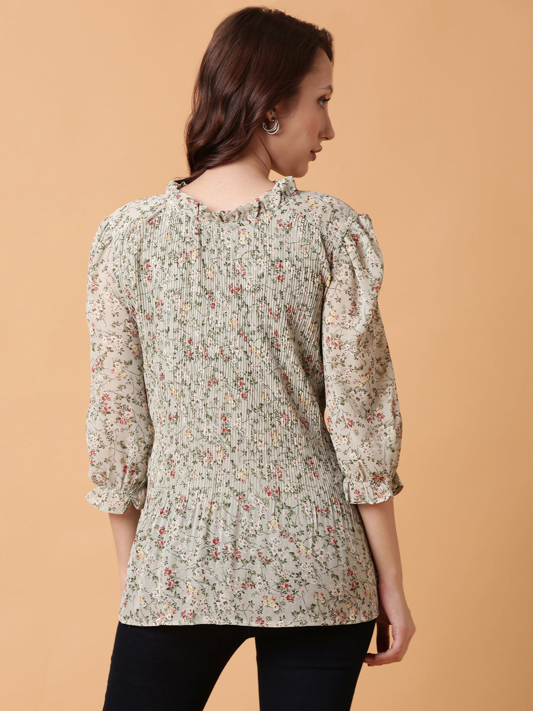 Women Green Floral Top