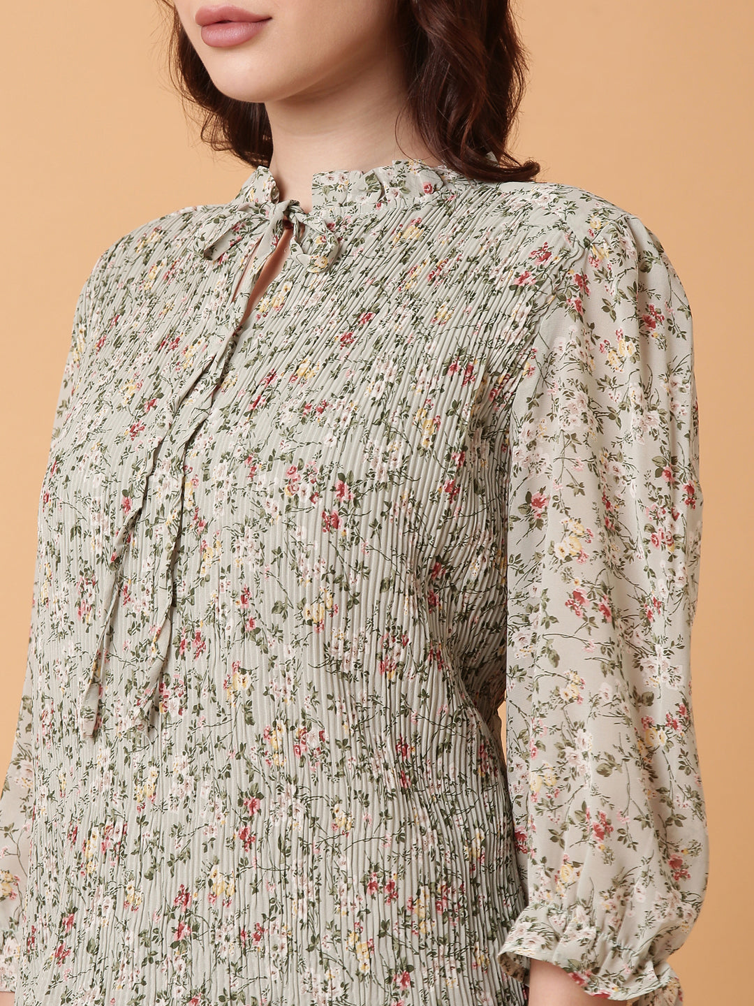 Women Green Floral Top