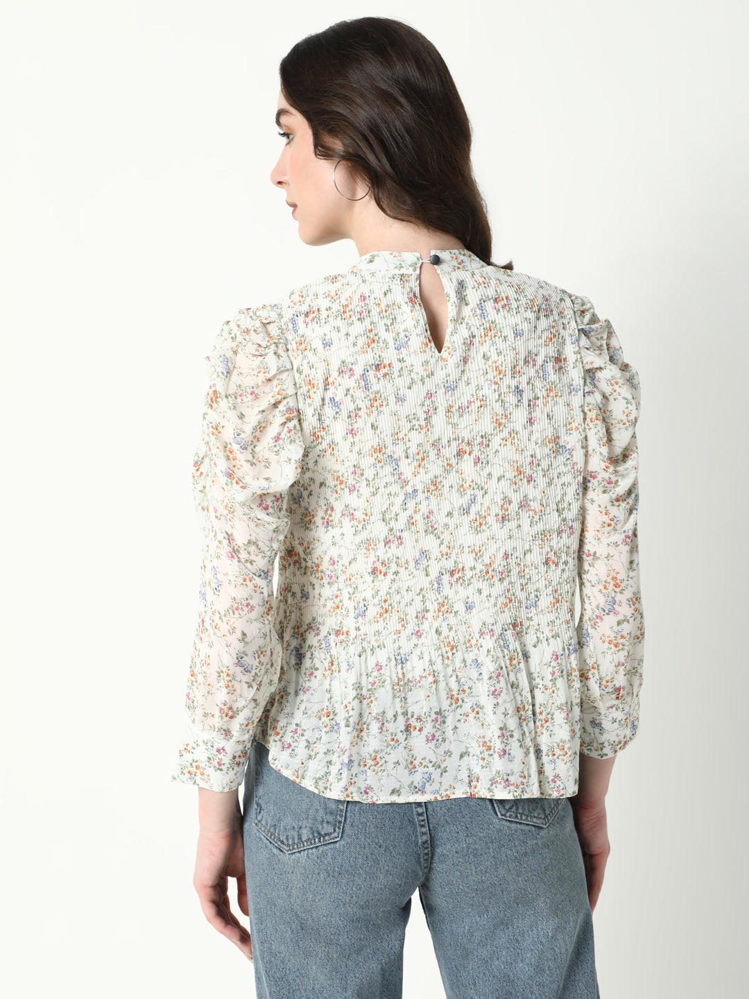 Women Off White Floral Top