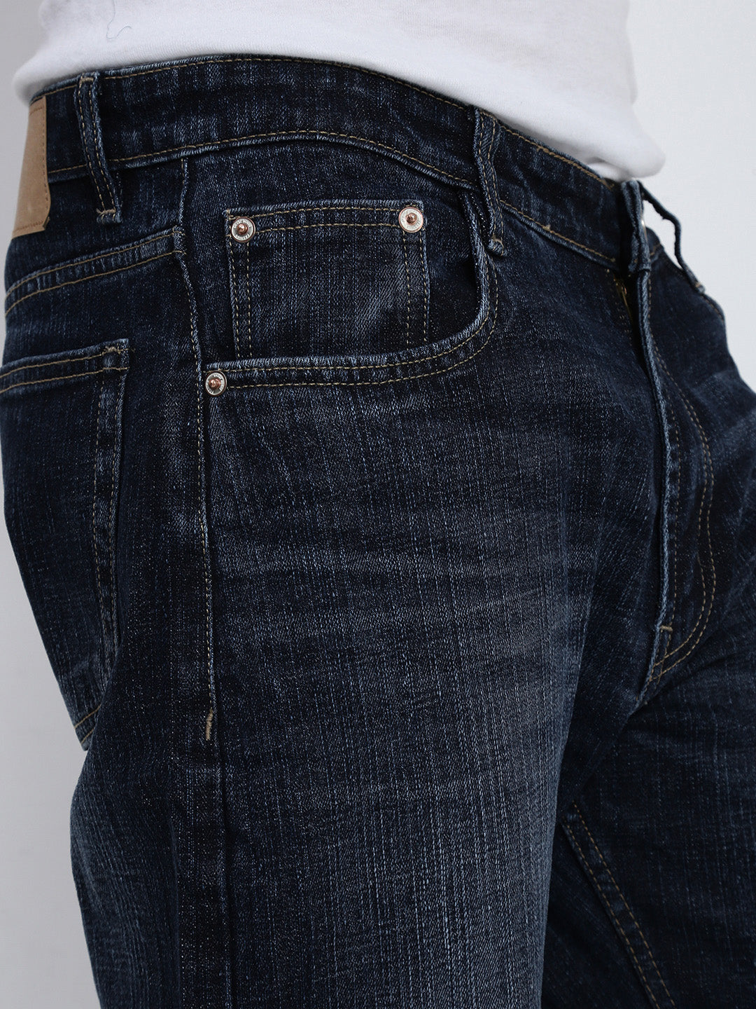 Men's Navy Blue Straight Fit Jeans