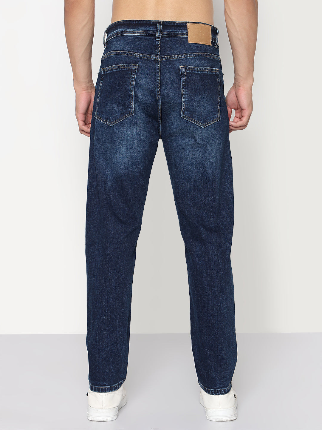 Men's Navy Blue Straight Fit Jeans