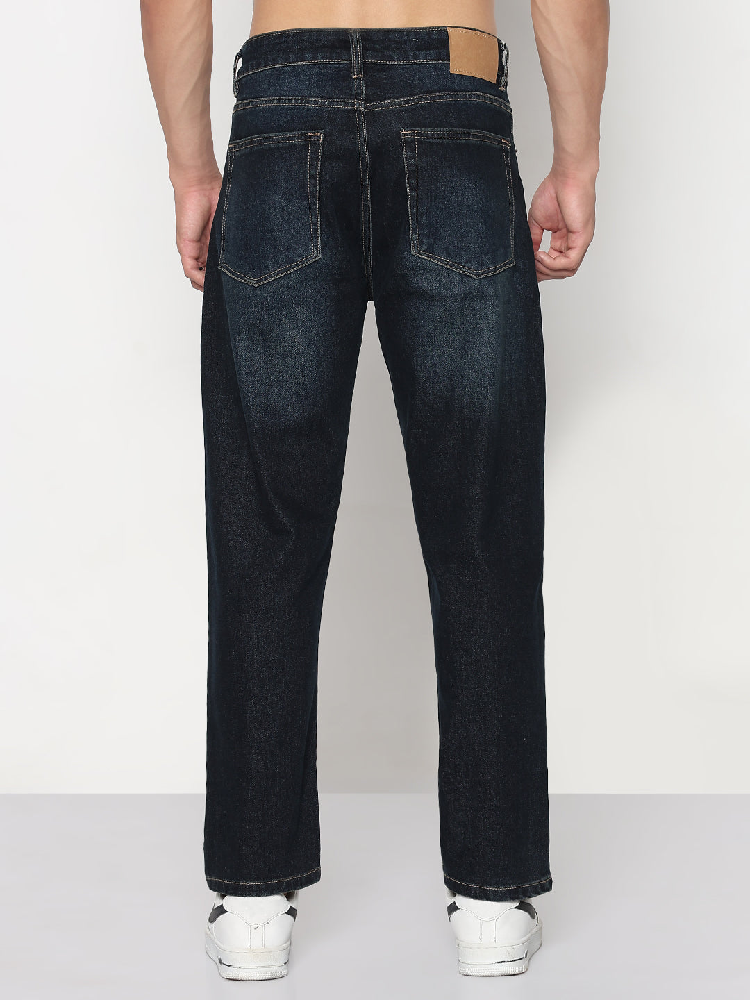 Men's Navy Blue Straight Fit Jeans