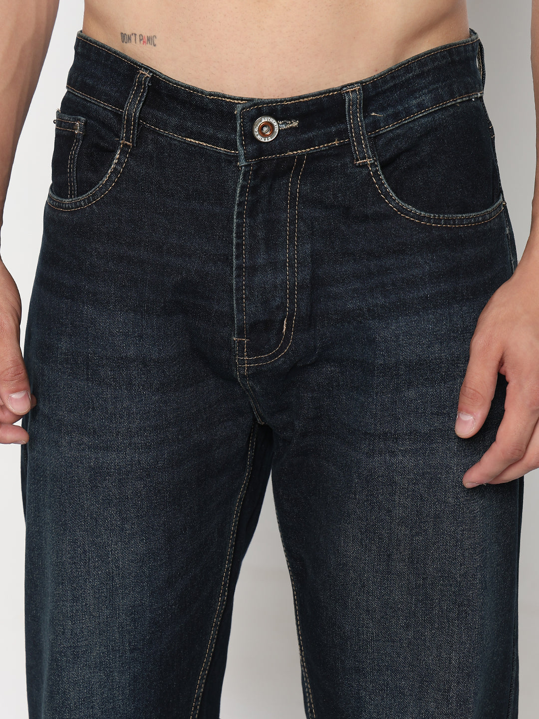 Men's Navy Blue Straight Fit Jeans