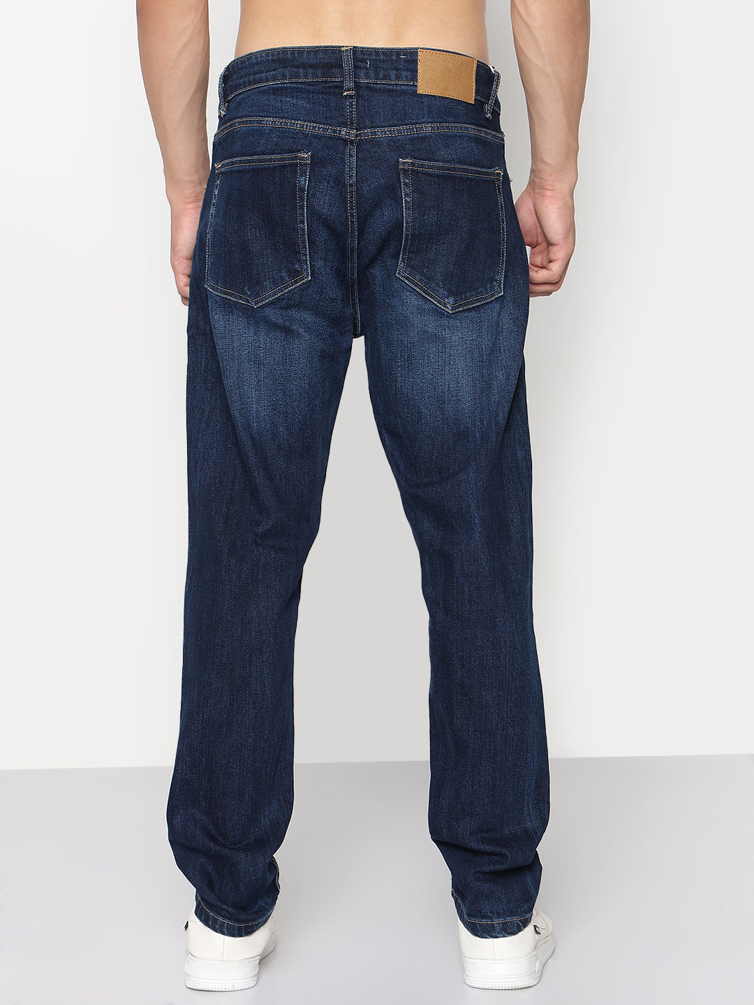 Men's Navy Blue Relaxed Fit Jeans