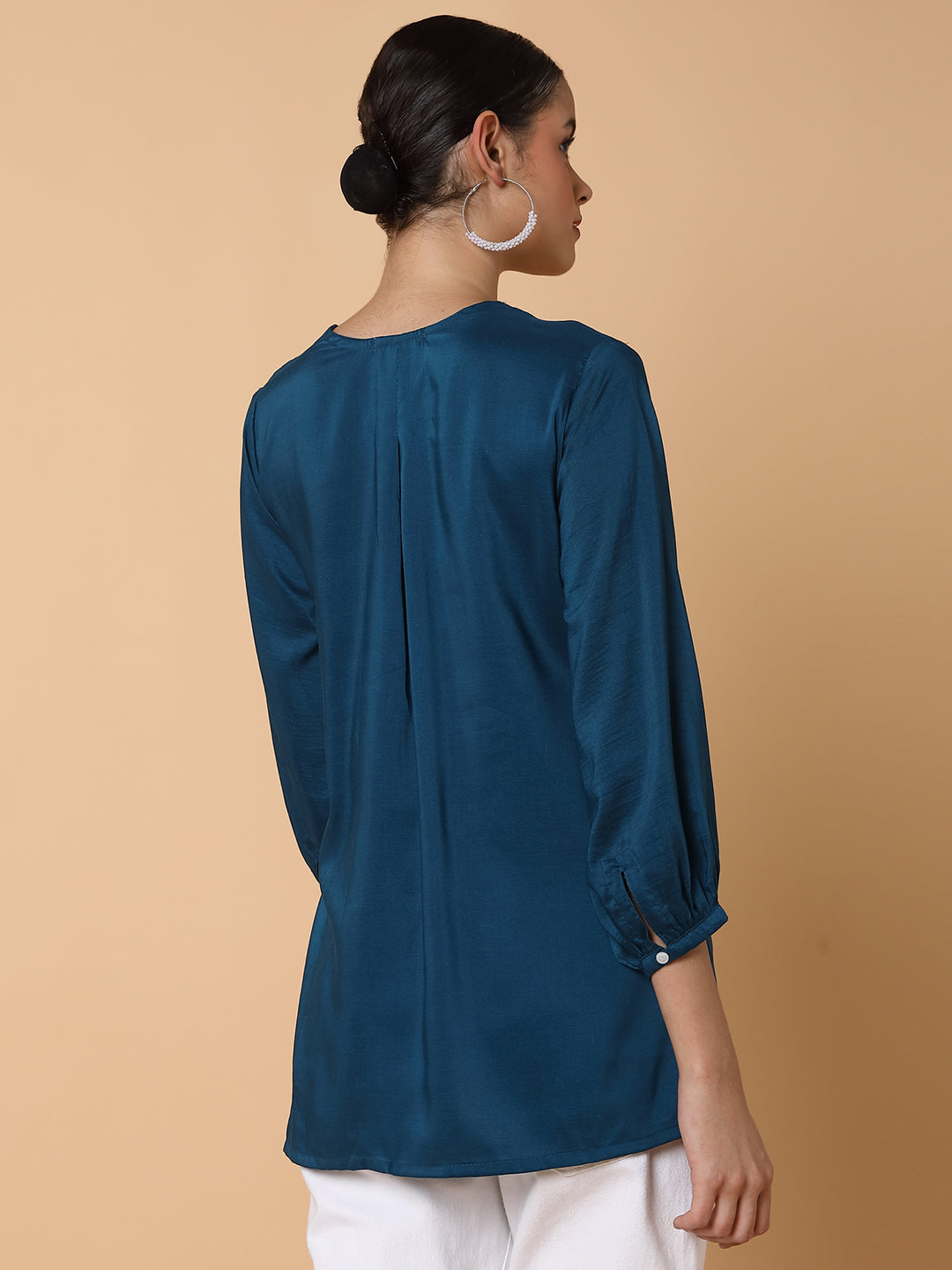 Women Solid Teal A Line Kurti