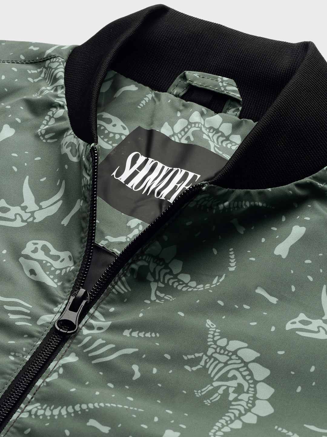 Men Printed Green Bomber Jacket